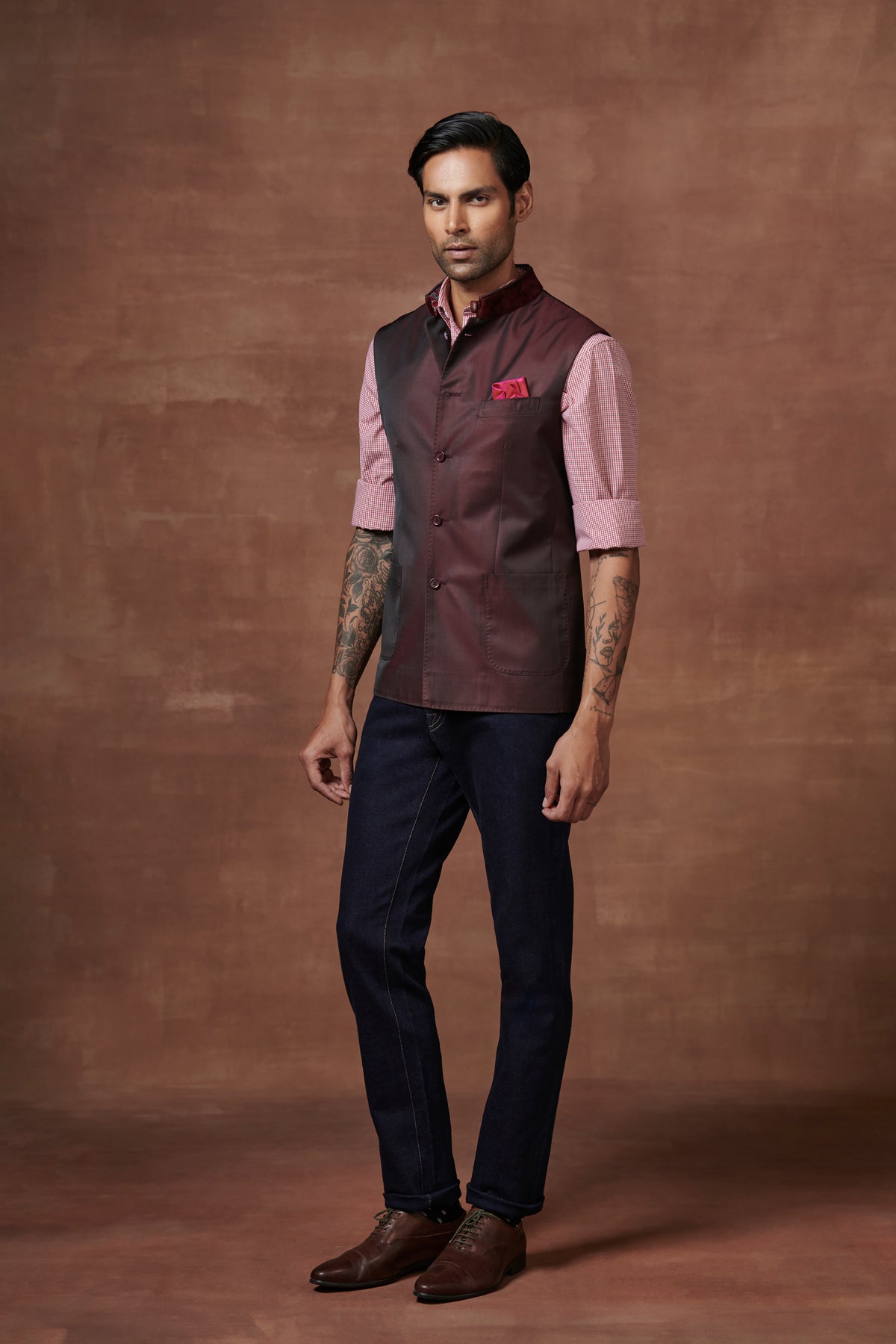 Bordeaux Two-tone Waistcoat