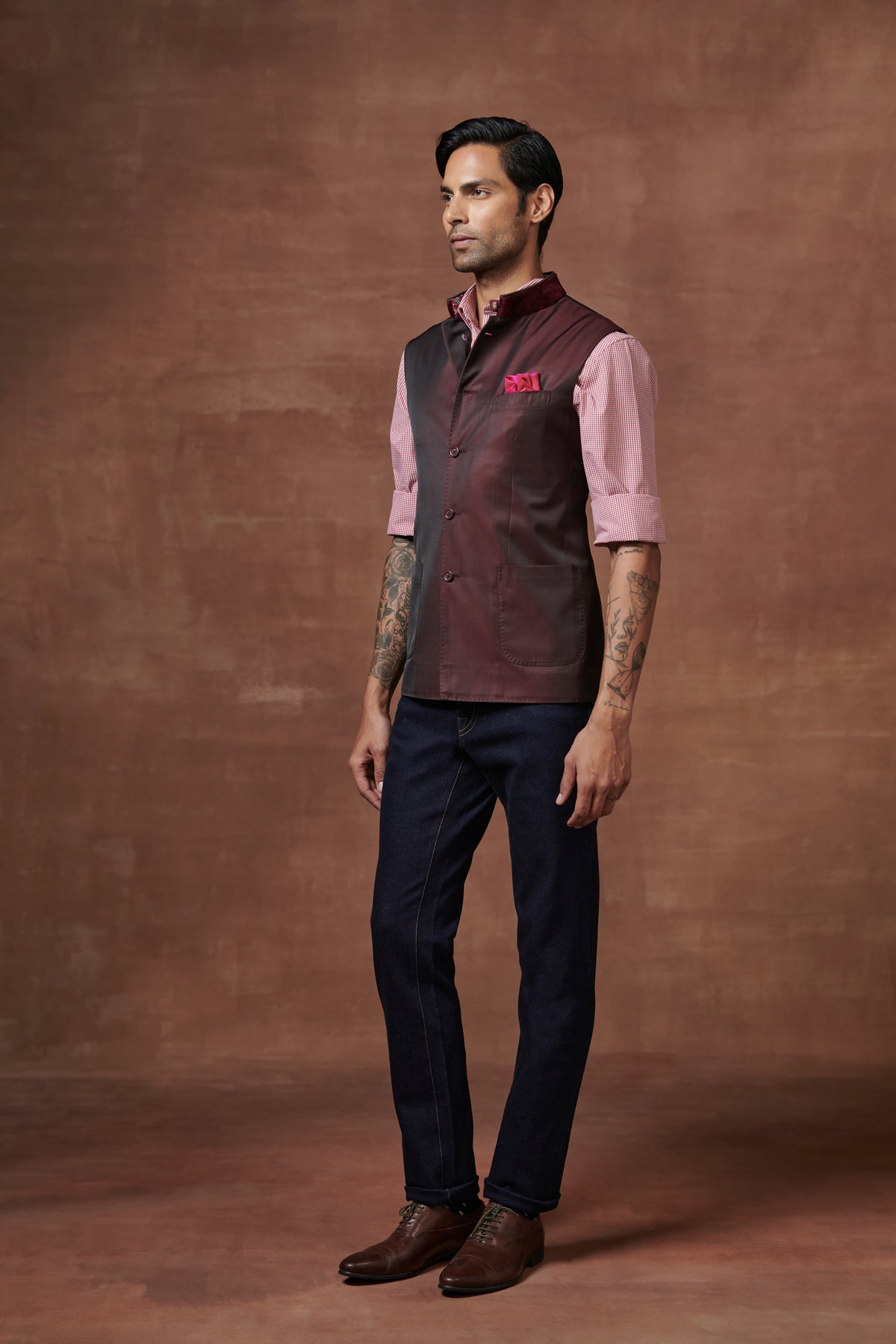 Bordeaux Two-tone Waistcoat