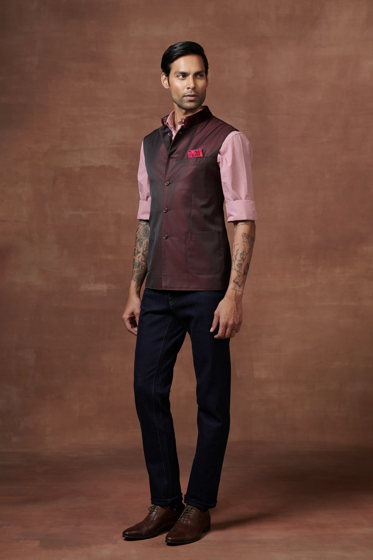 Bordeaux Two-tone Waistcoat