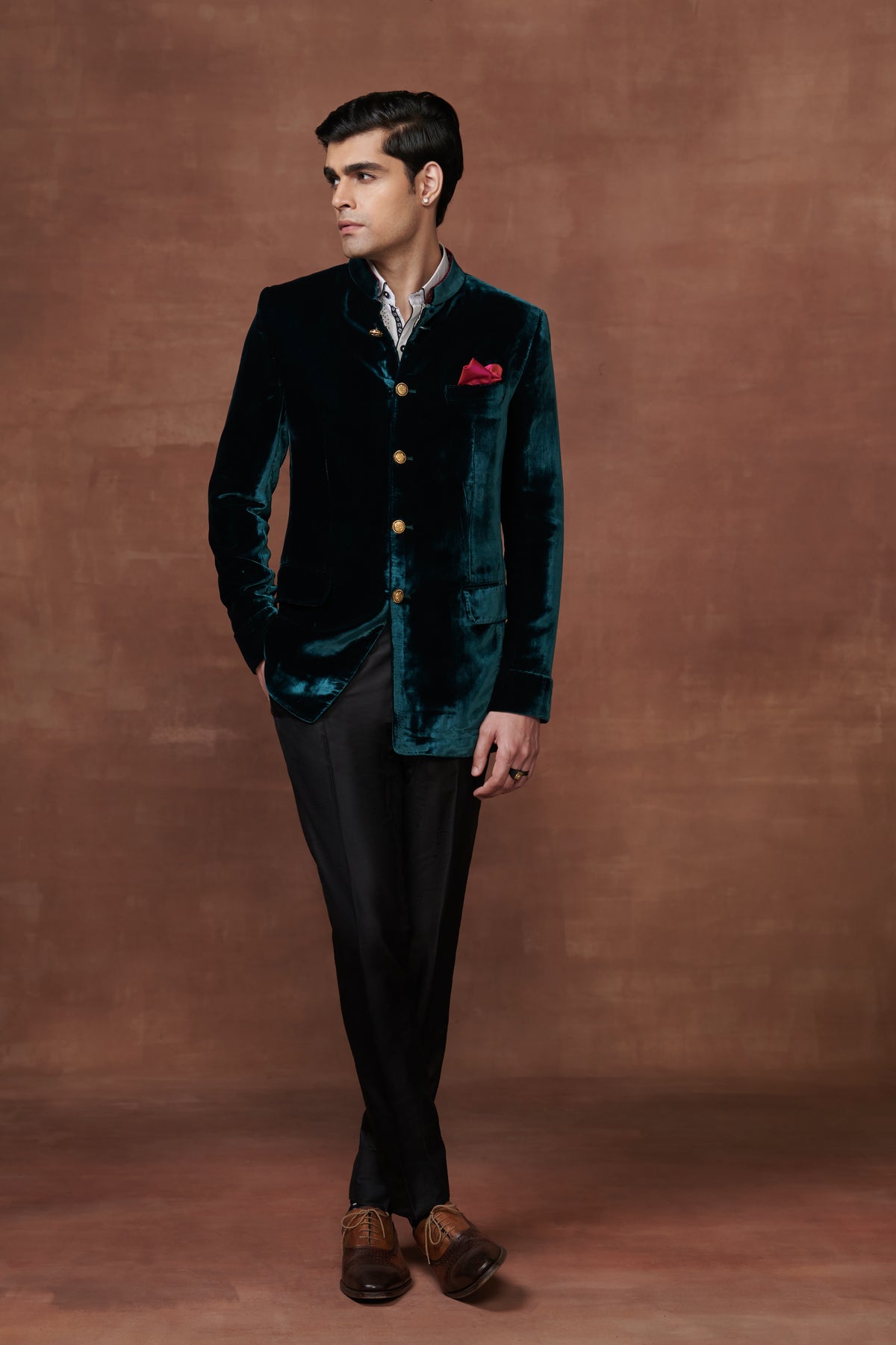 Emerald Elegance Bandhgala Jacket