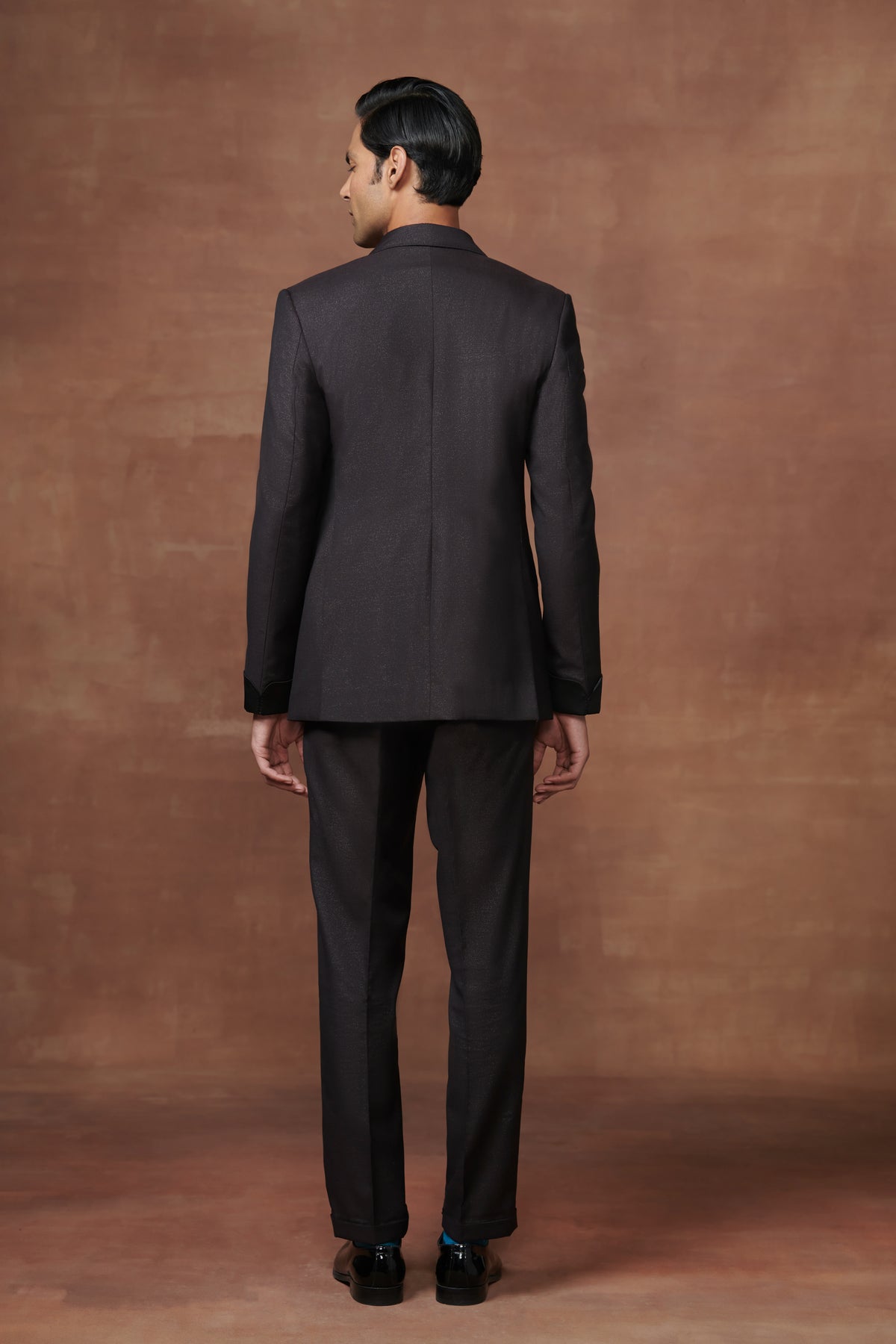 Wine Metallic Gabardine Tuxedo Suit