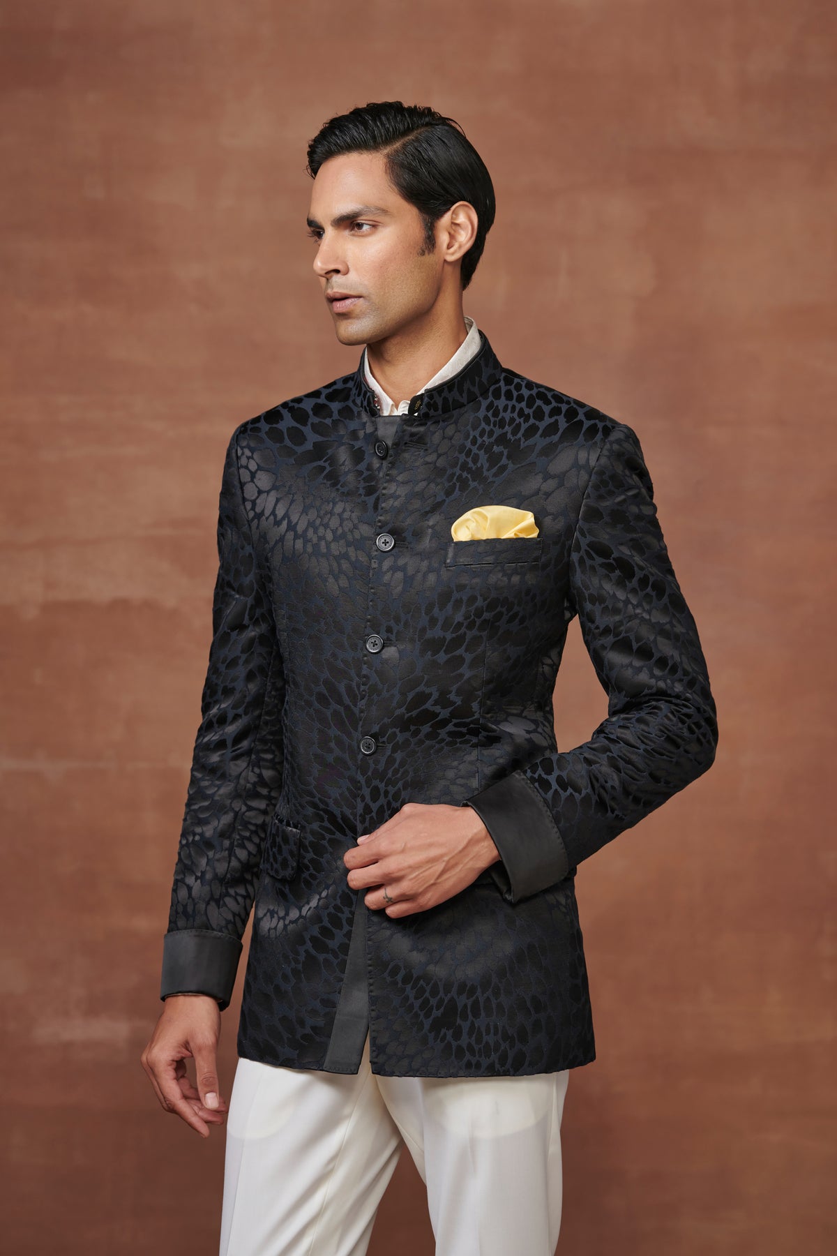 Regal Elegance Leopard Bandhgala Jacket