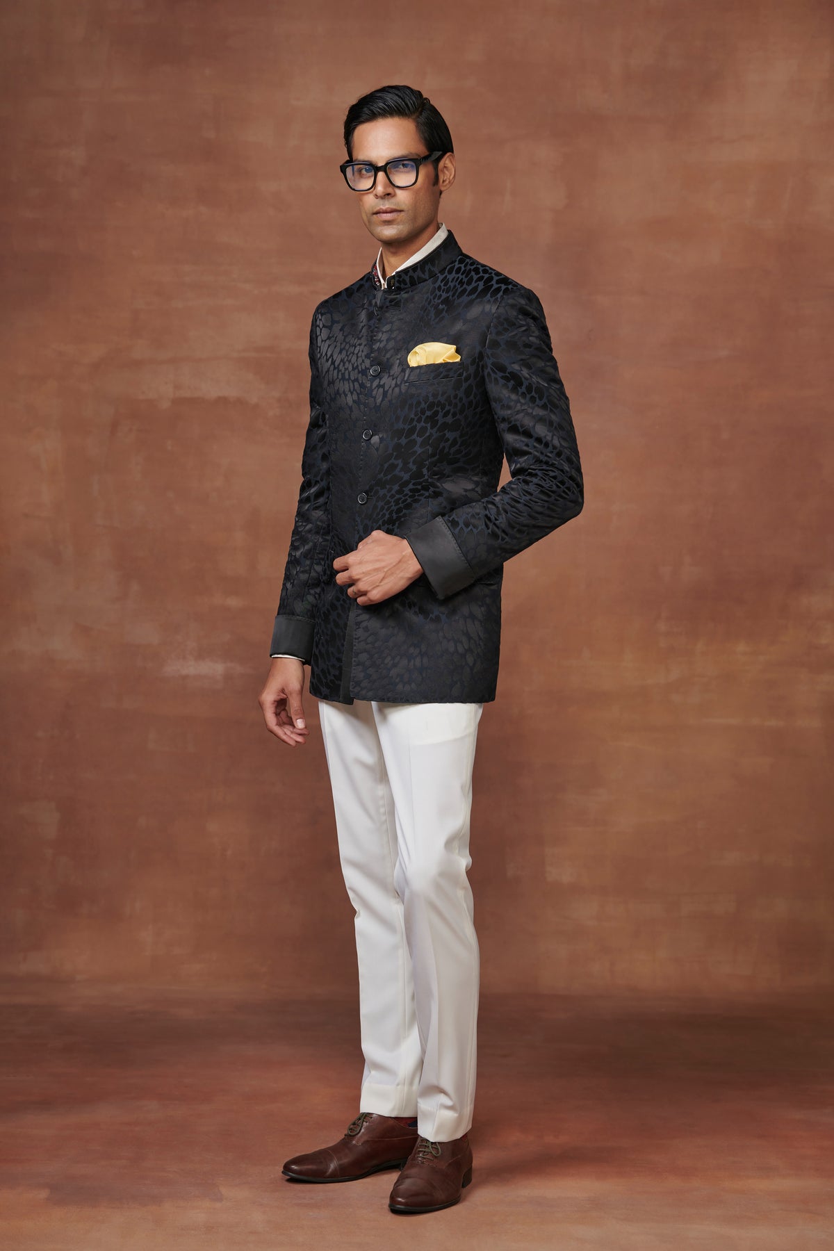 Regal Elegance Leopard Bandhgala Jacket