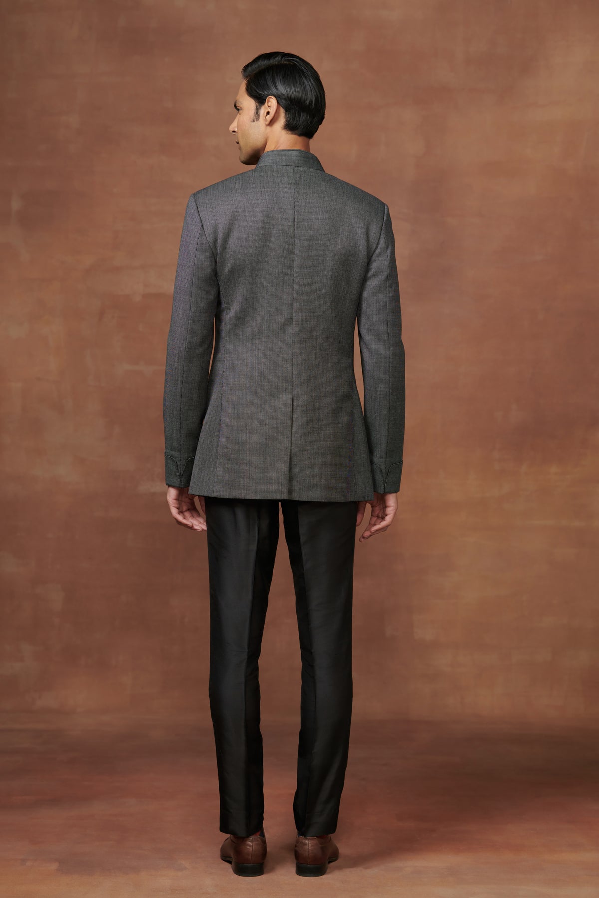 Charcoal Woolen Bandhgala Suit