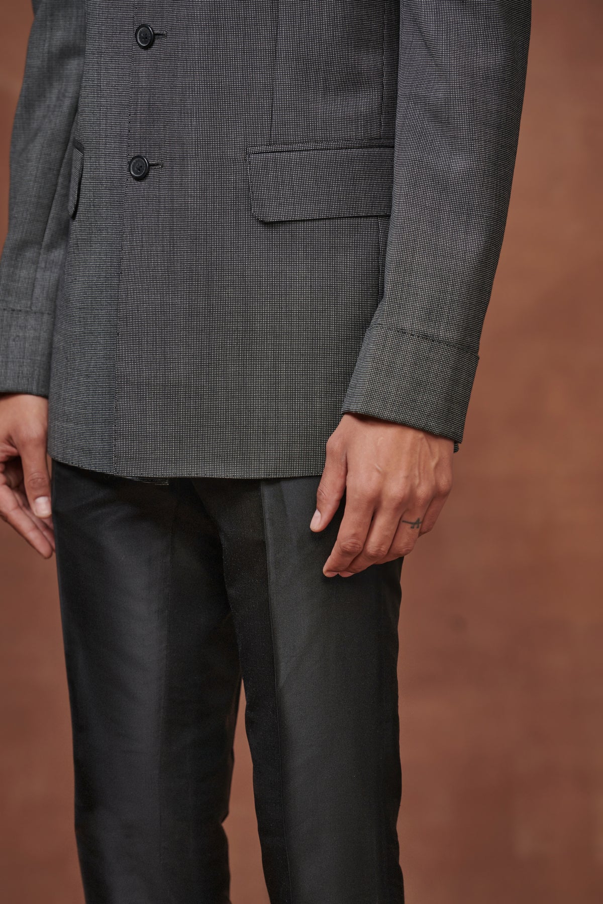 Charcoal Woolen Bandhgala Suit