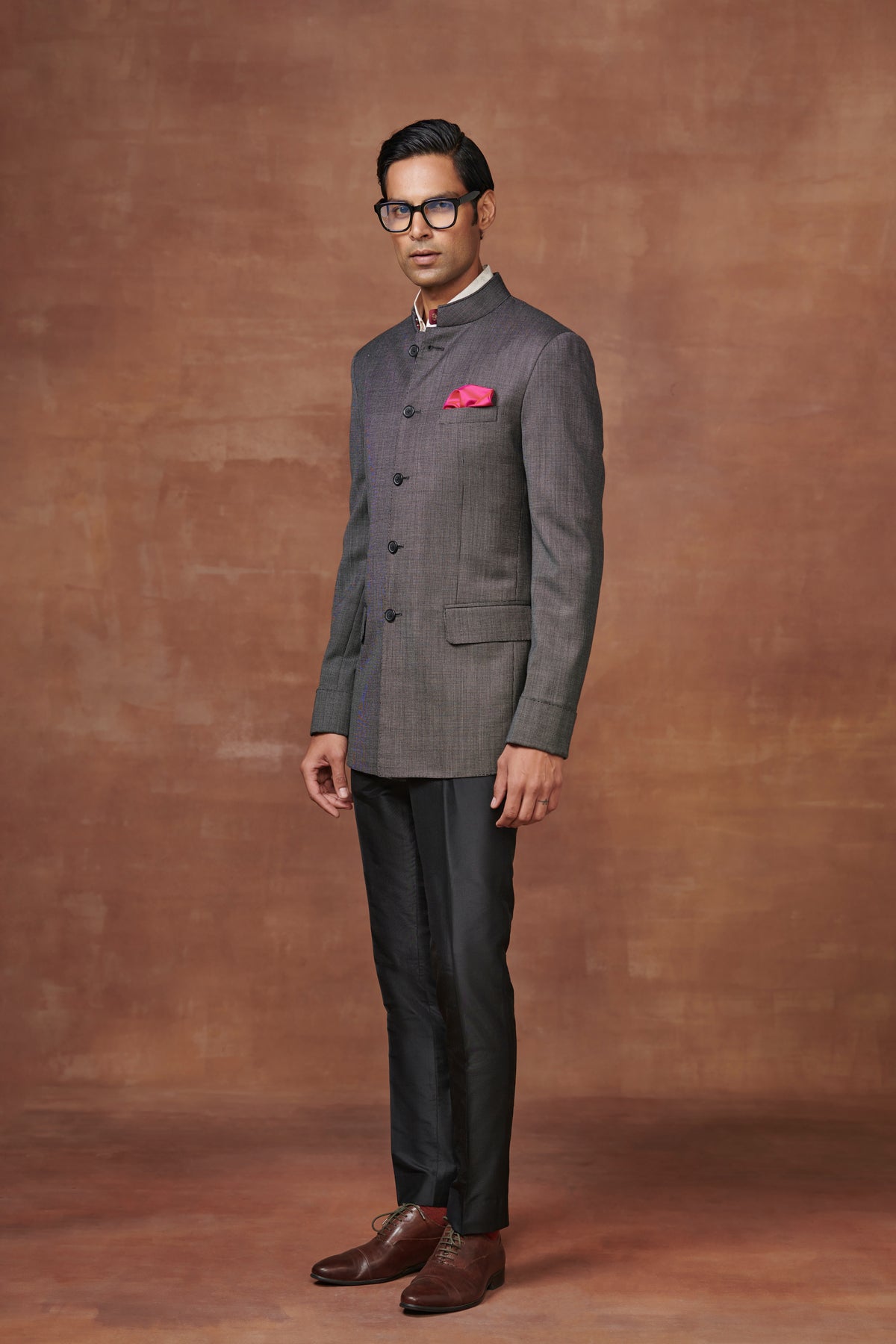 Charcoal Woolen Bandhgala Suit