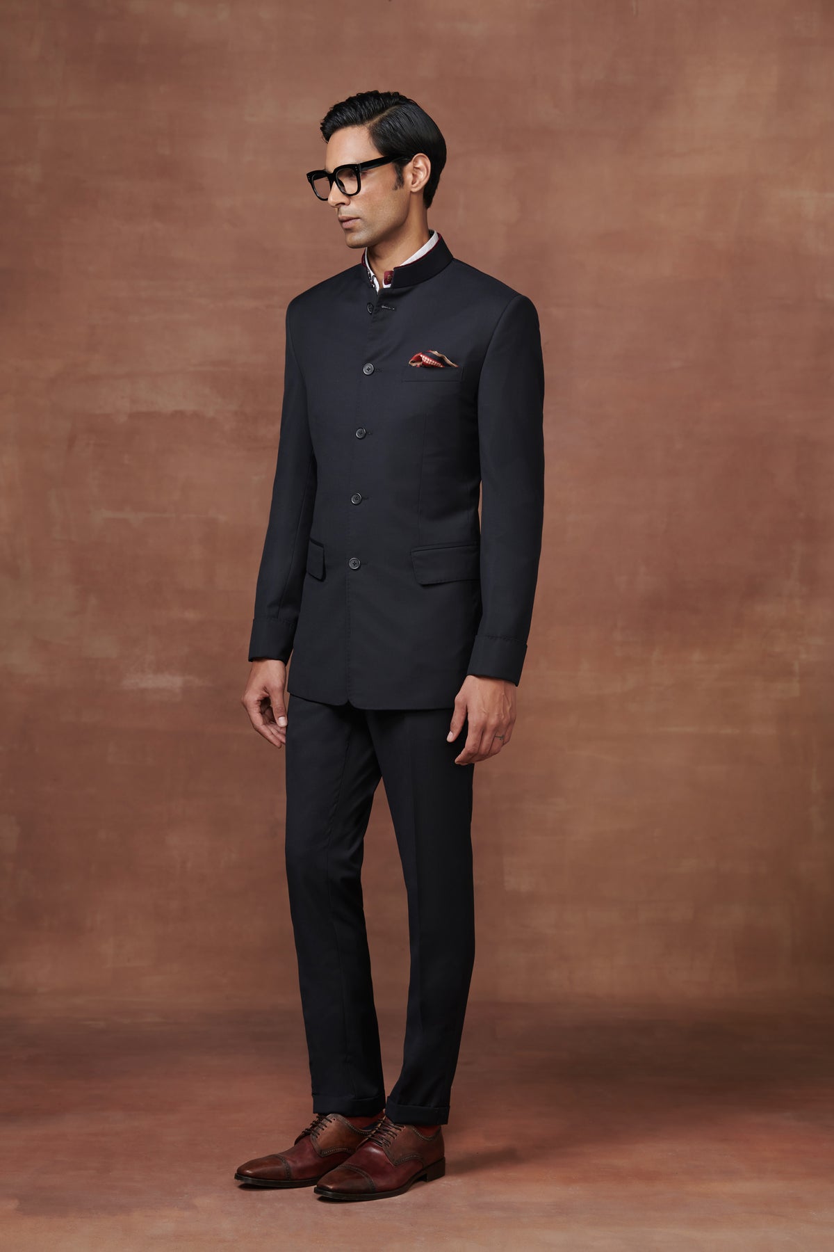 Raven’s Regalia Wool Bandhgala Suit