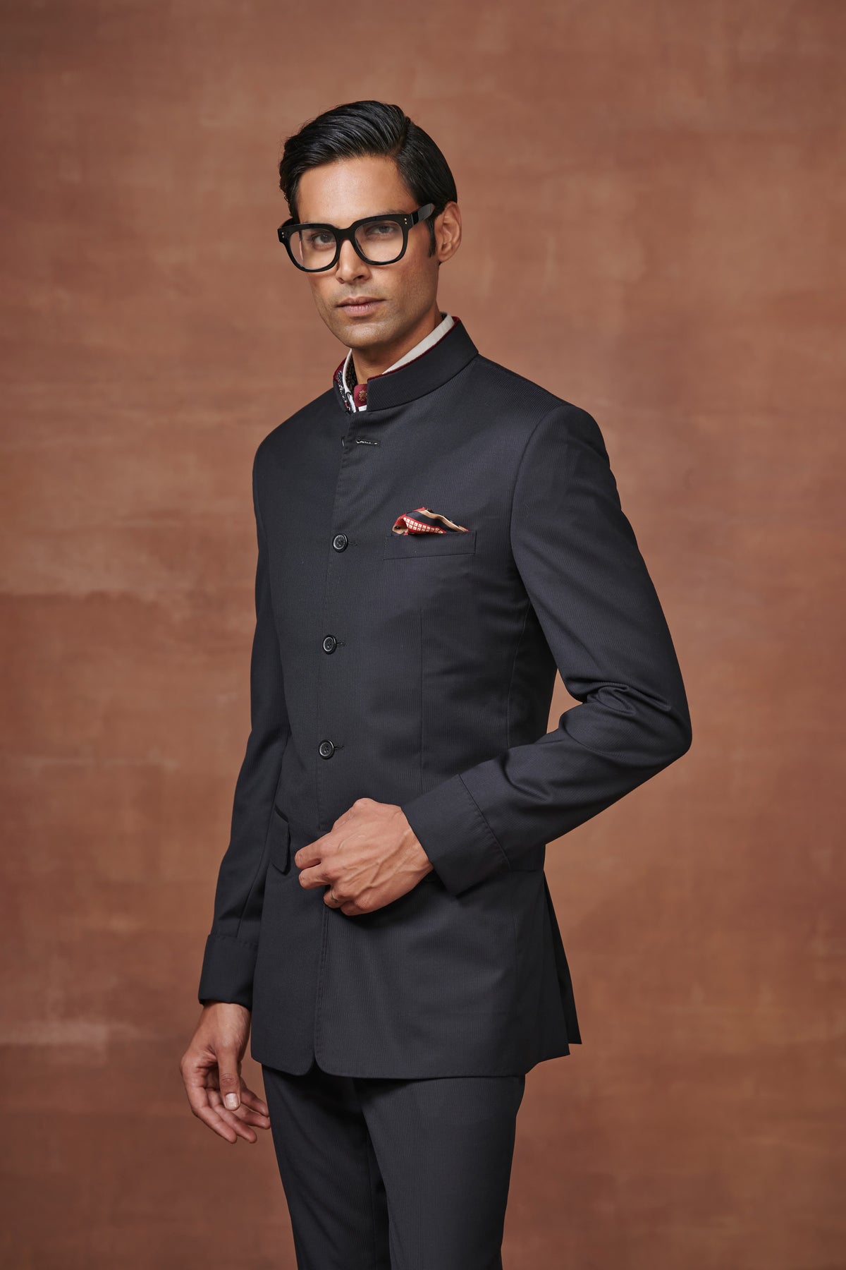 Raven’s Regalia Wool Bandhgala Suit