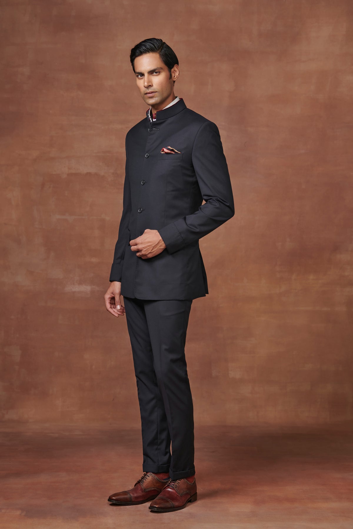 Raven’s Regalia Wool Bandhgala Suit