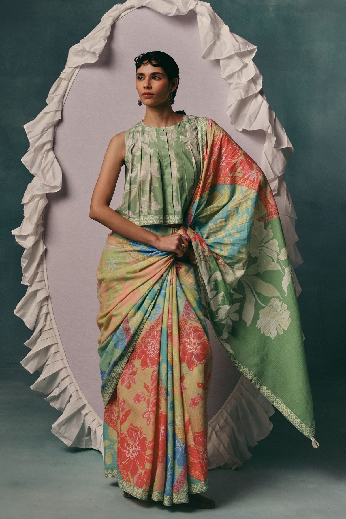 Mint Patchwork Sleeveless Blouse