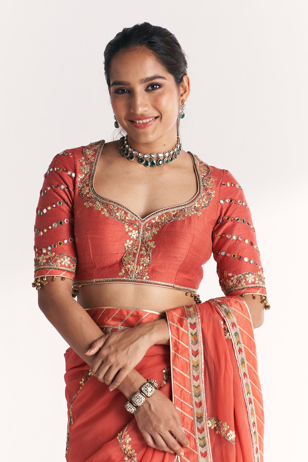 Rimjhim Tangerine Saree