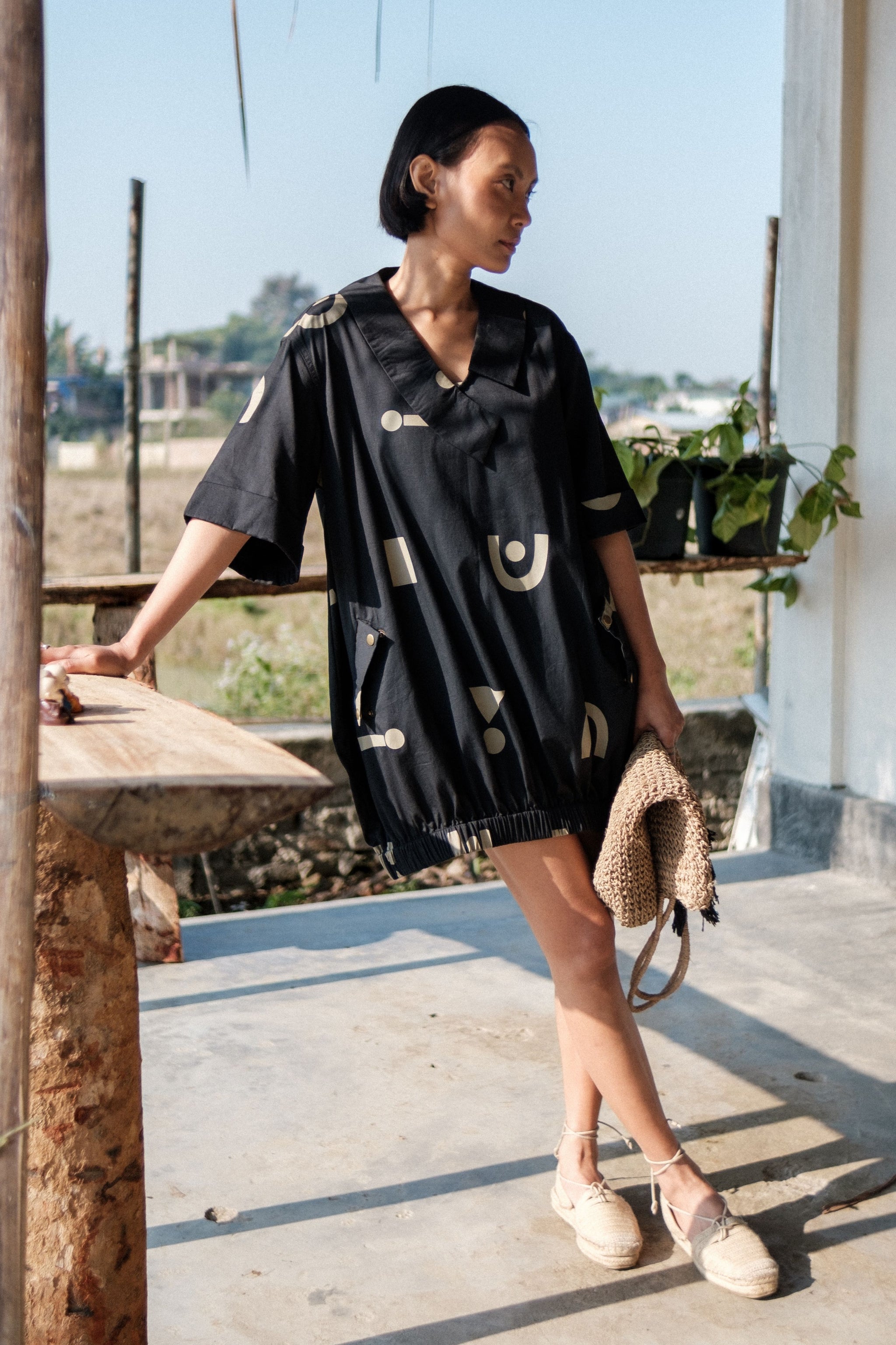 black triangle dress Anthropologie Cut Out Triangle Knit Mini Dress Swim summer Black Cover Up NWT