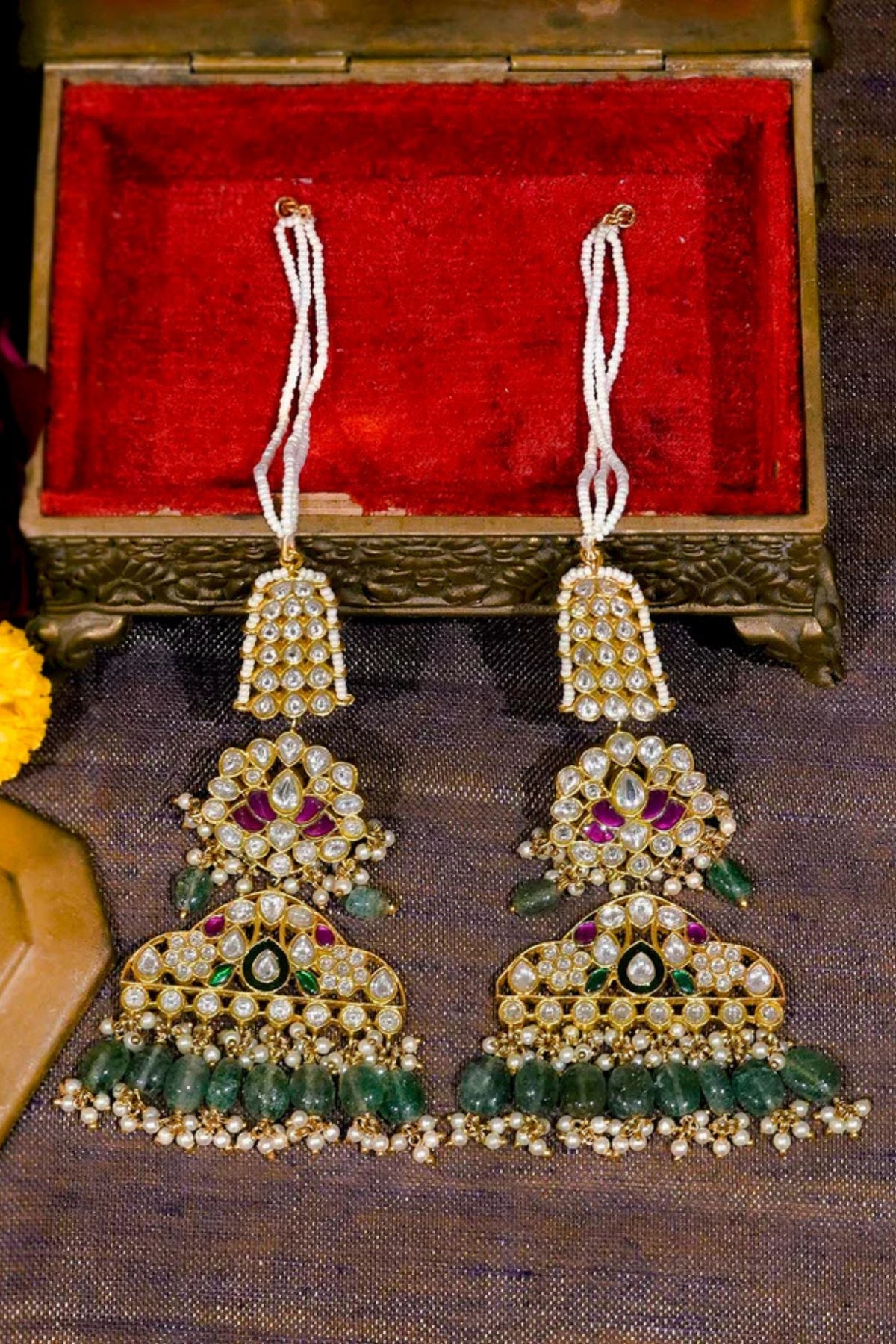 Mortantra Multicolor Jadau Kundan Earrings