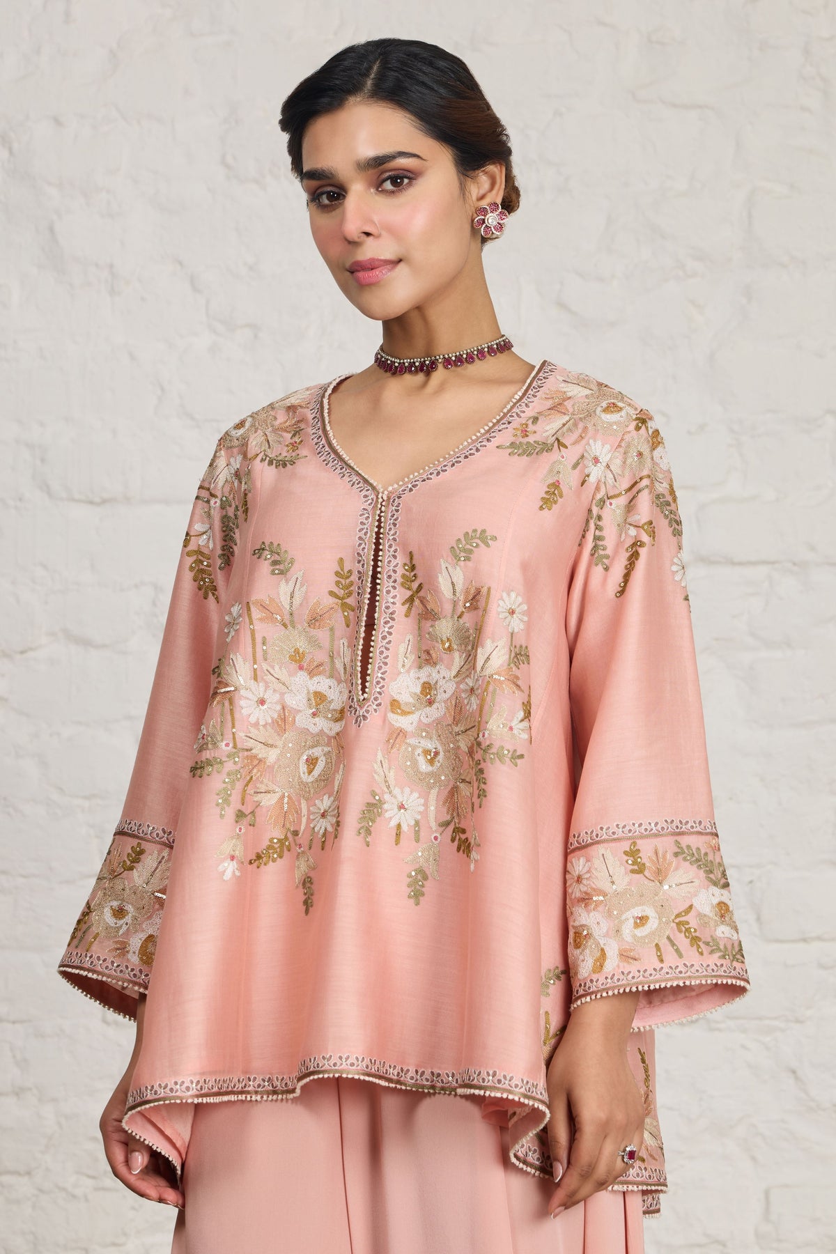 Peach Pink Short Kurta Set