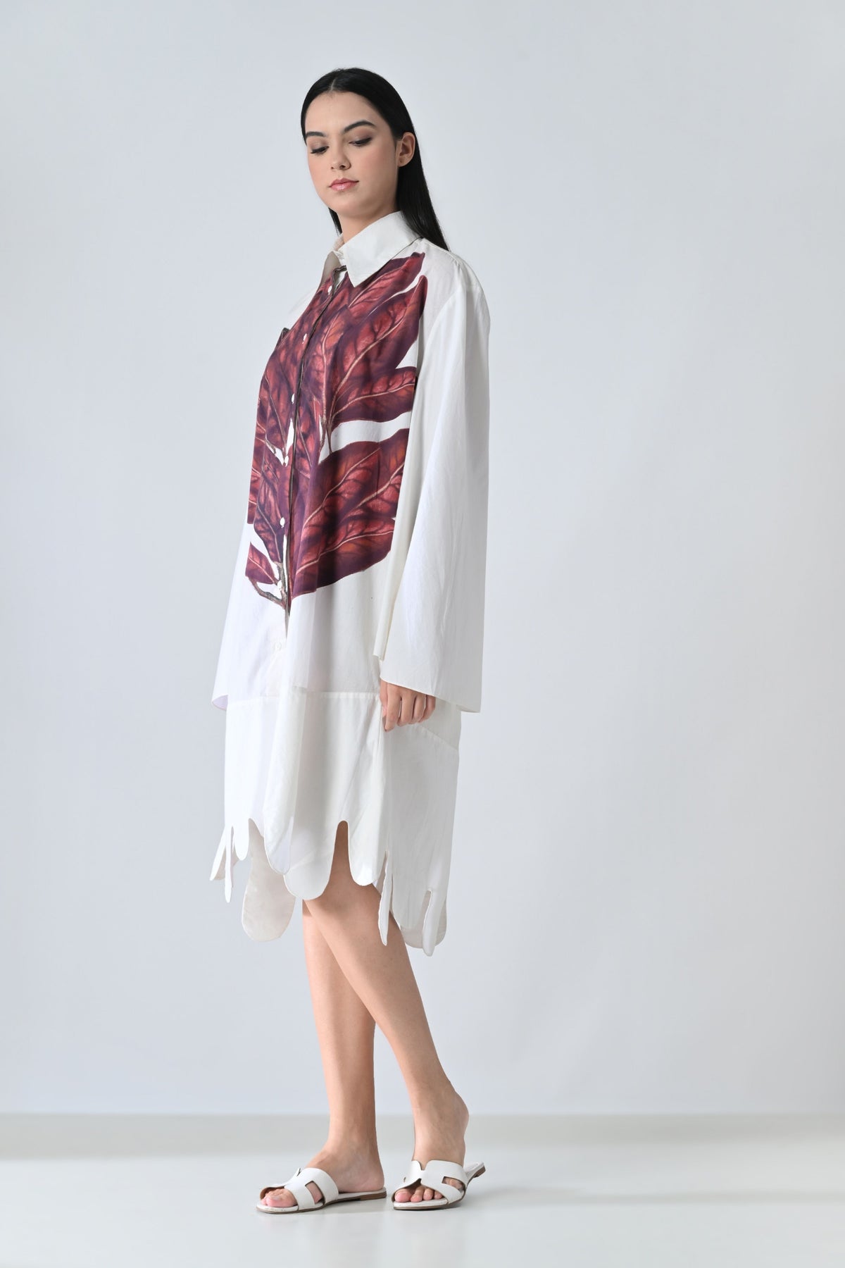 Crimson Leaf Printed Dress