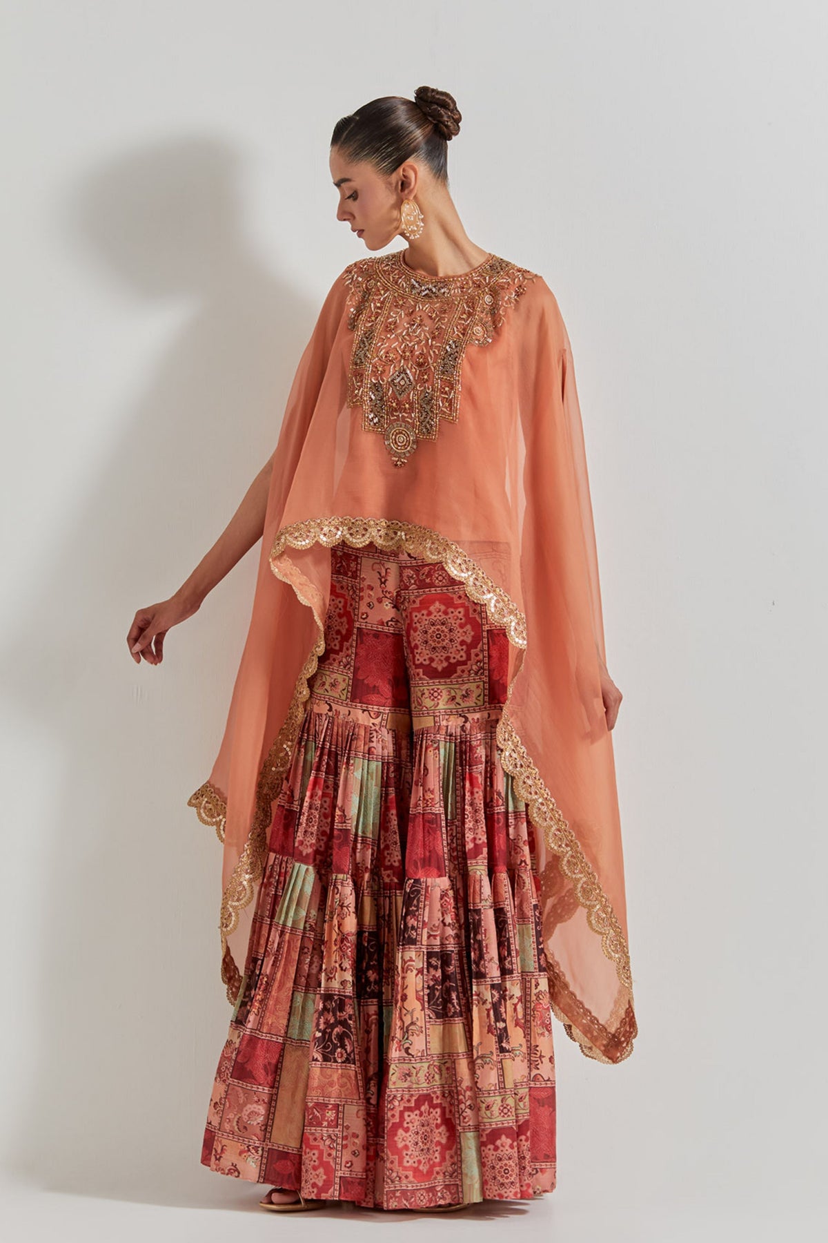 Spicy Glam Sharara With Cape