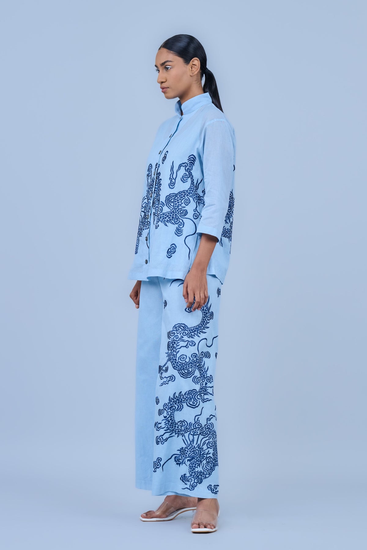 Ice Blue Threadwork Shirt