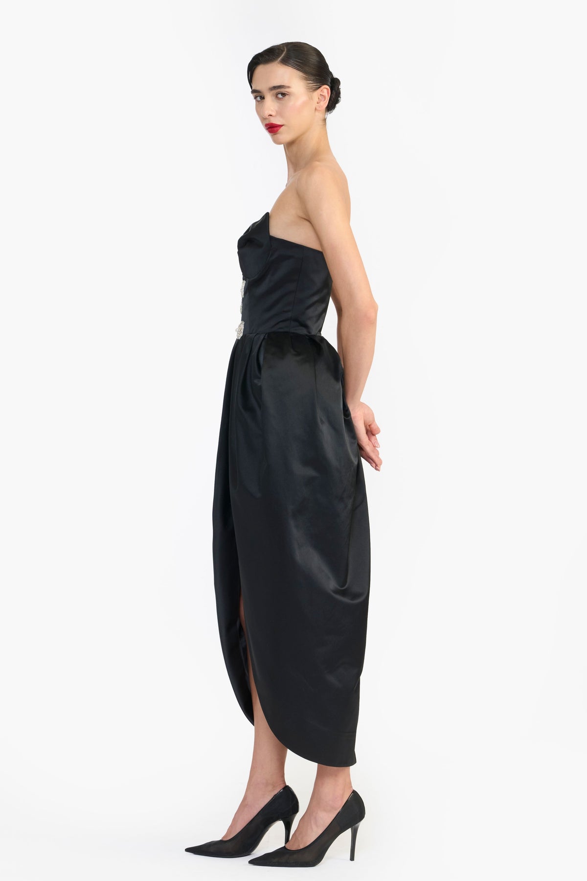 Black Sculpted Strapless Dress
