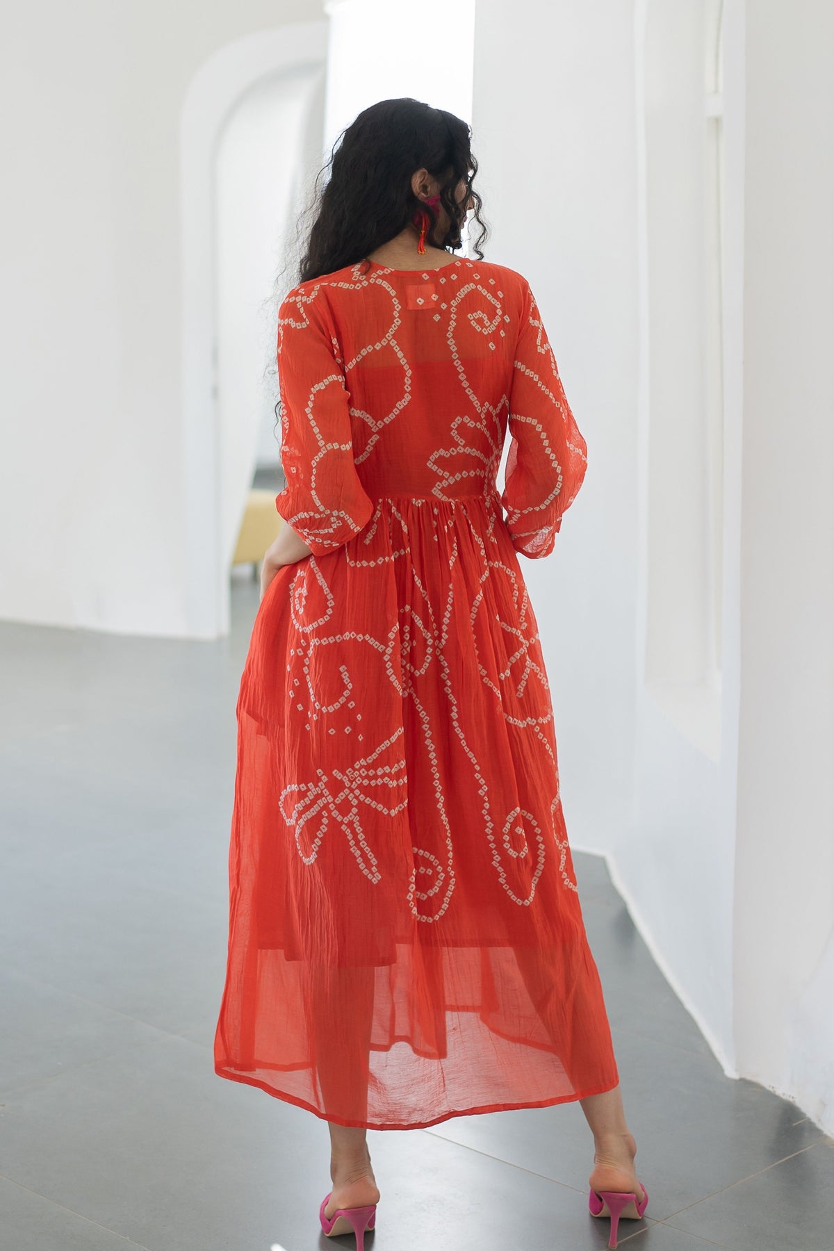 Fiery Orange Bandhani Dress