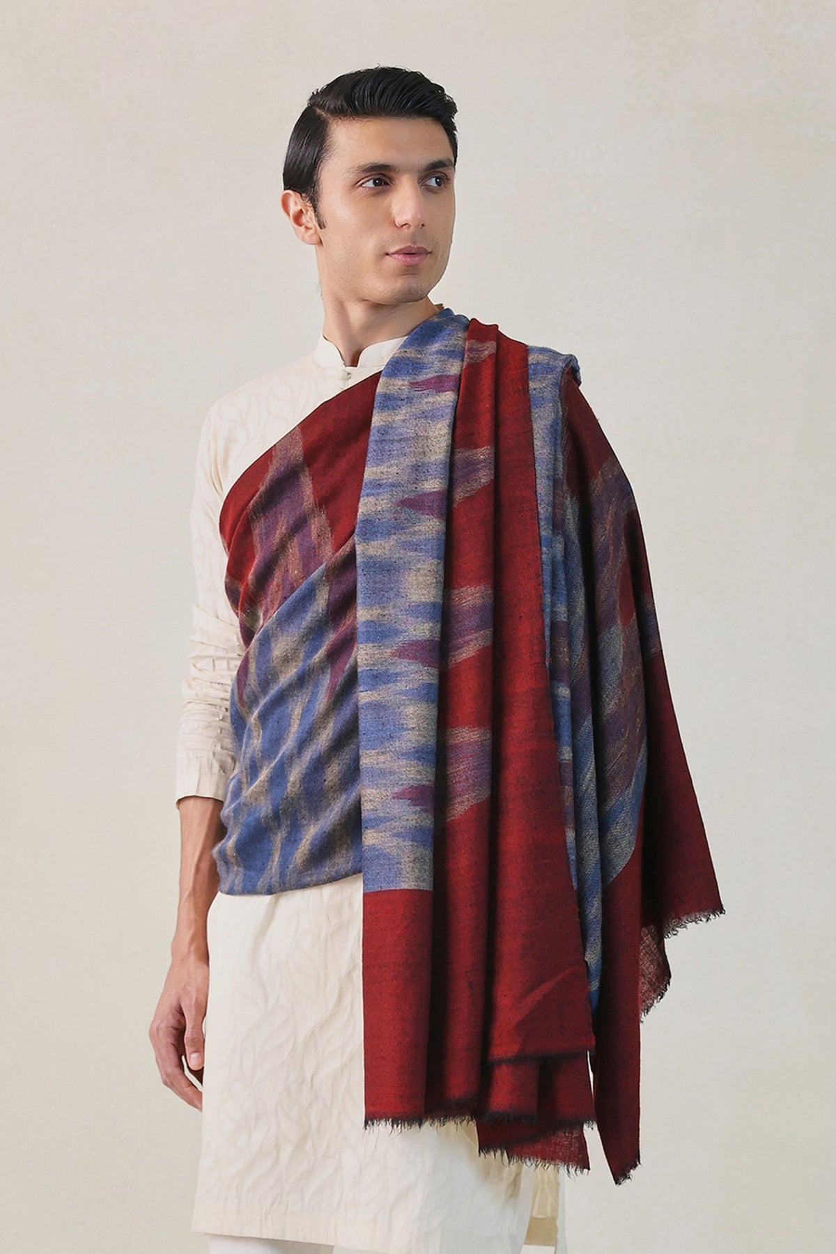 Dark Blue and Maroon Belgium Shawl