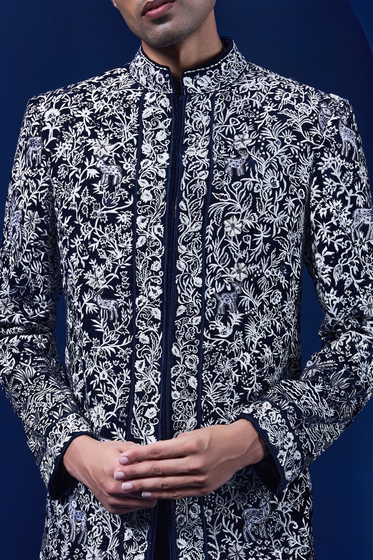 Navy Shine Jacket Set