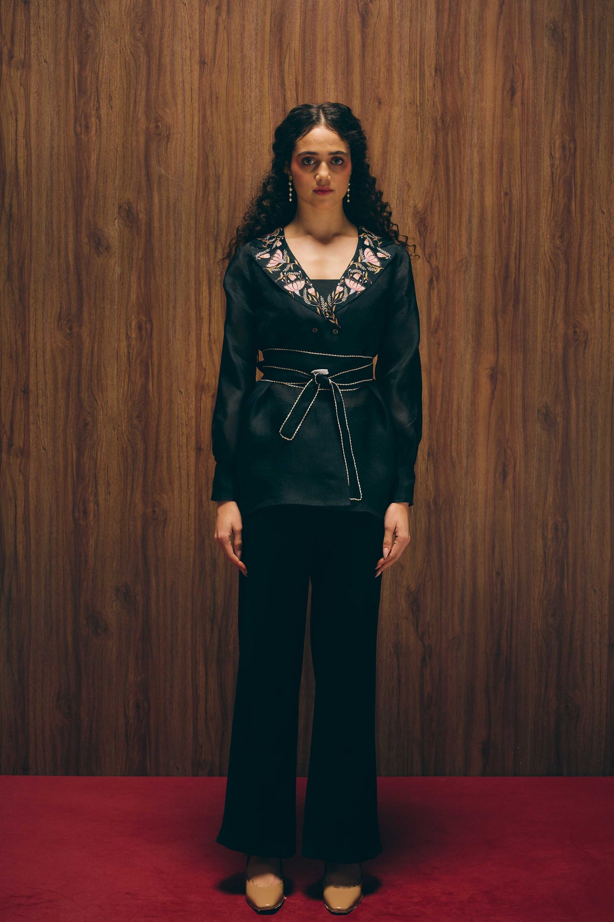 Midnight Bloom Blazer Set