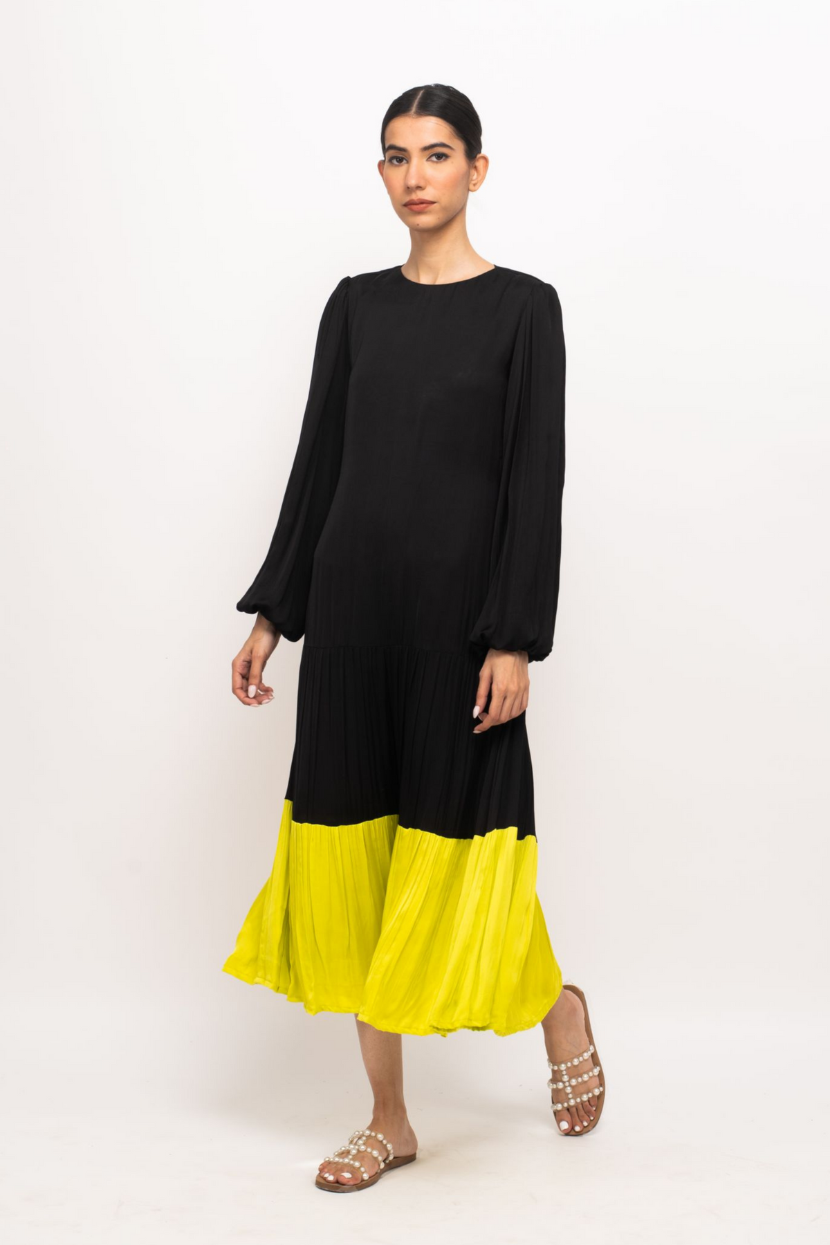Black and Wine Kaftan Bodycon Dress