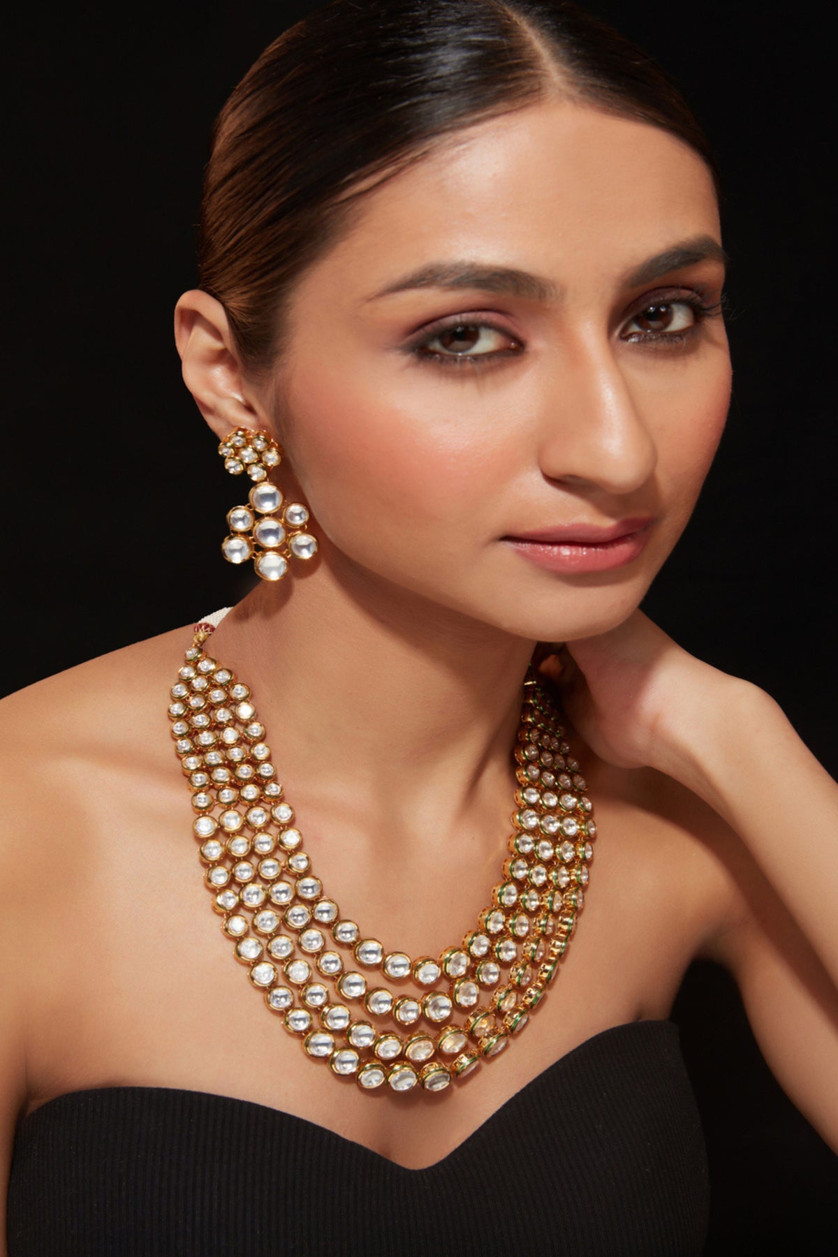 Multi-layered Kundan Polki Necklace Set