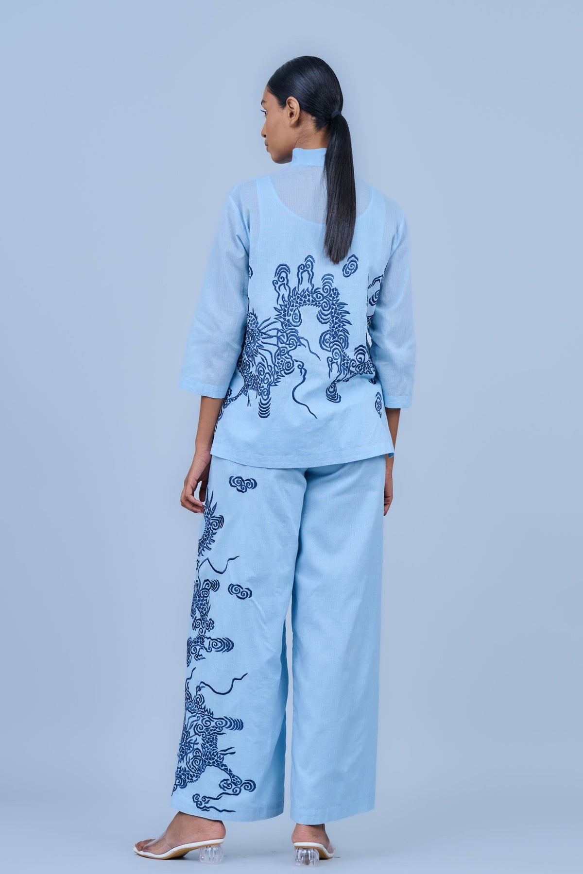 Ice Blue Threadwork Shirt