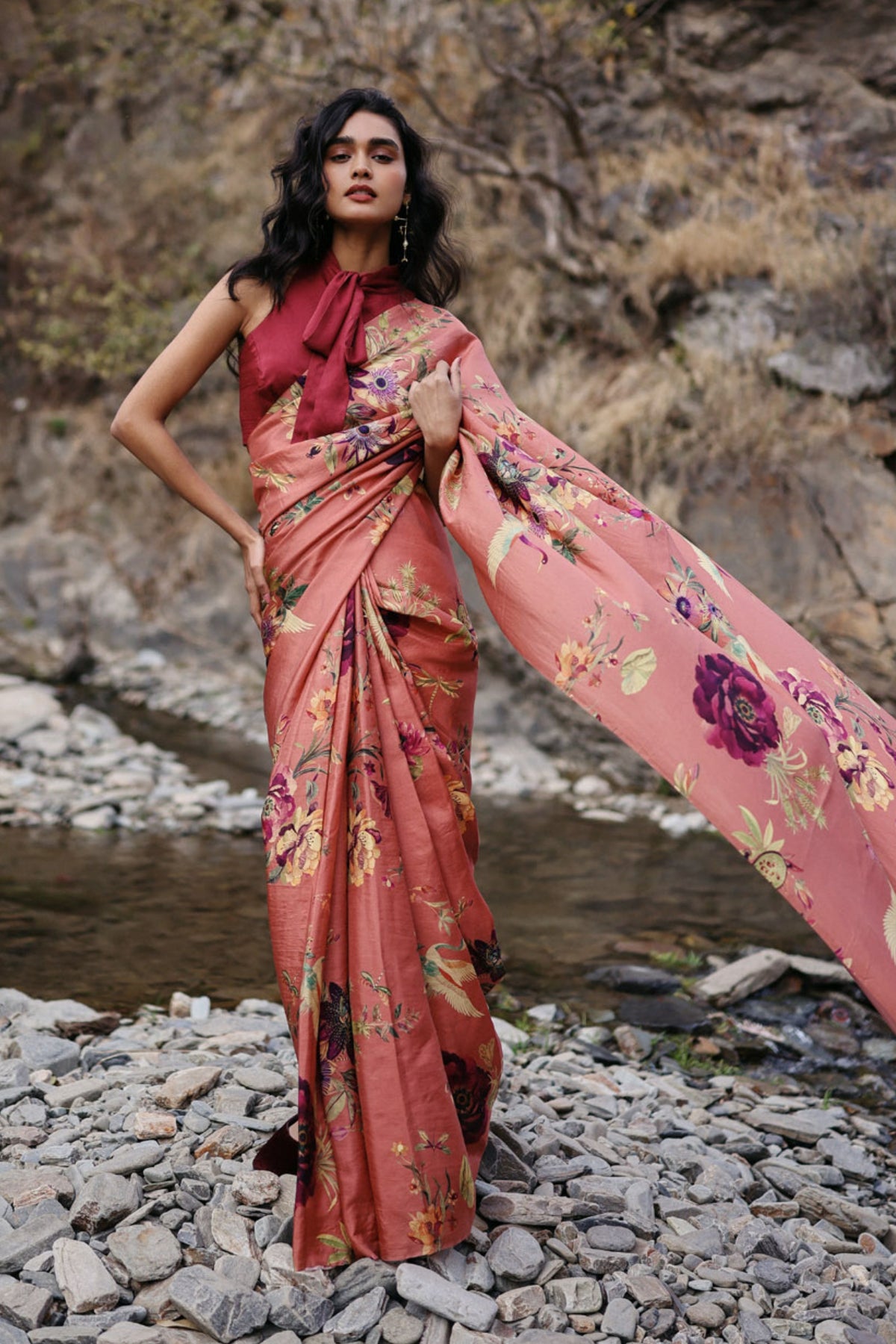 Apricot Field Saree Set