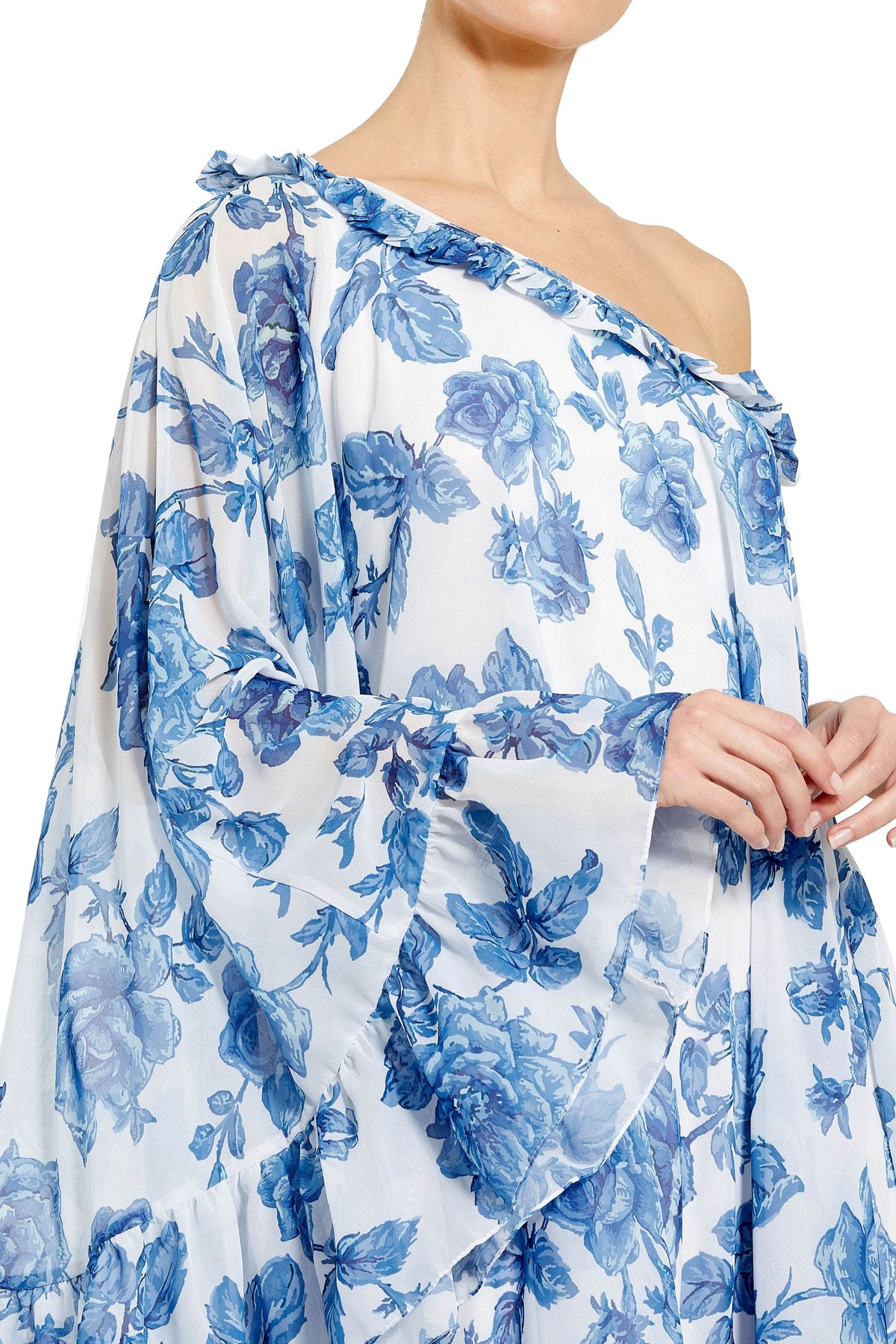 Floral Printed Chiffon Fabric Dress