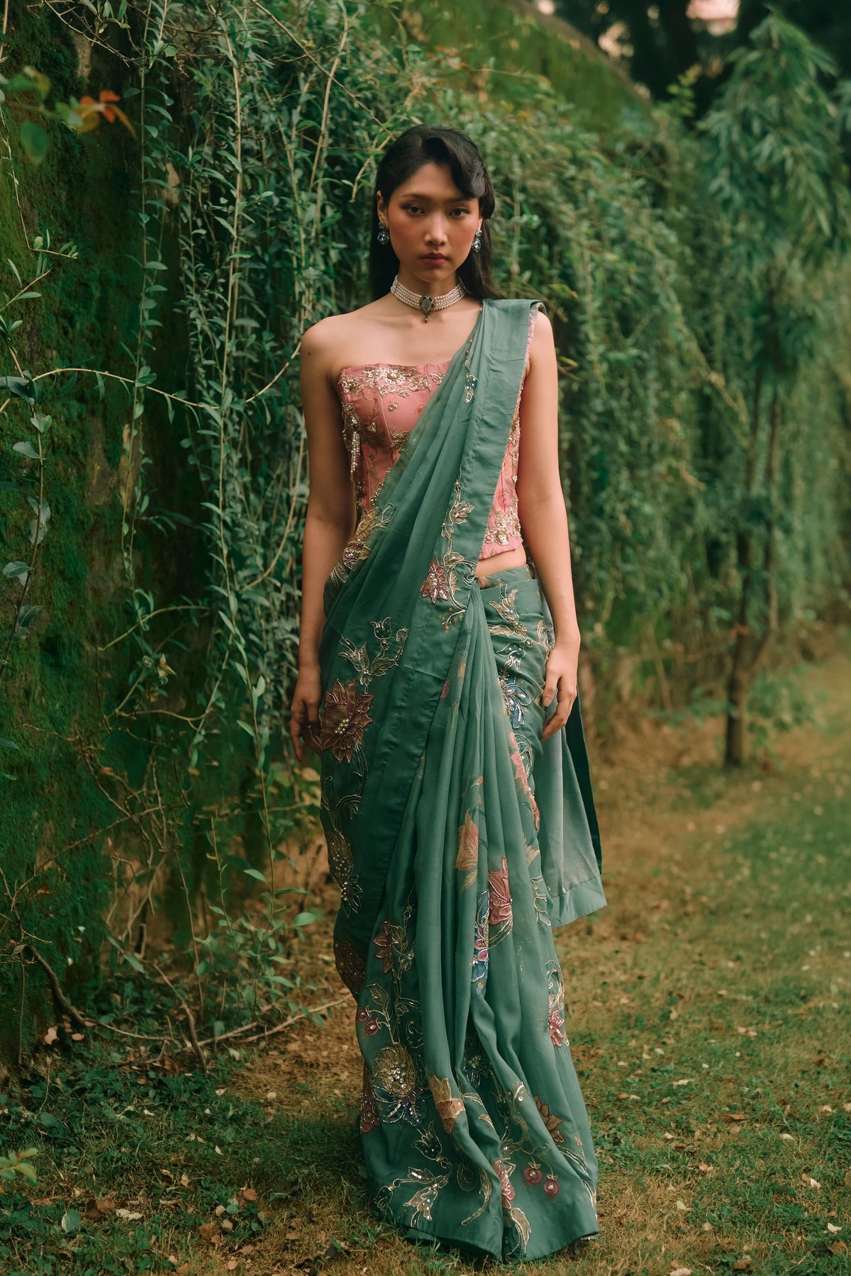 Rosy Forest Saree Set