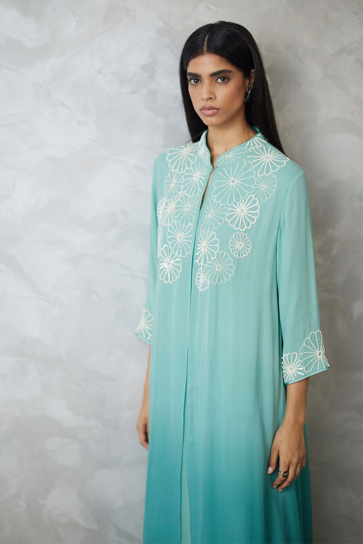 Seafoam Blocked Faux Jacket Dress