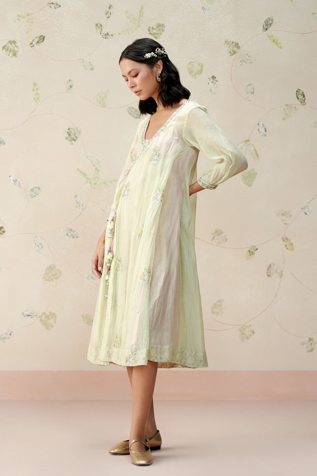 Amalie Sea Green Wrapover Dress