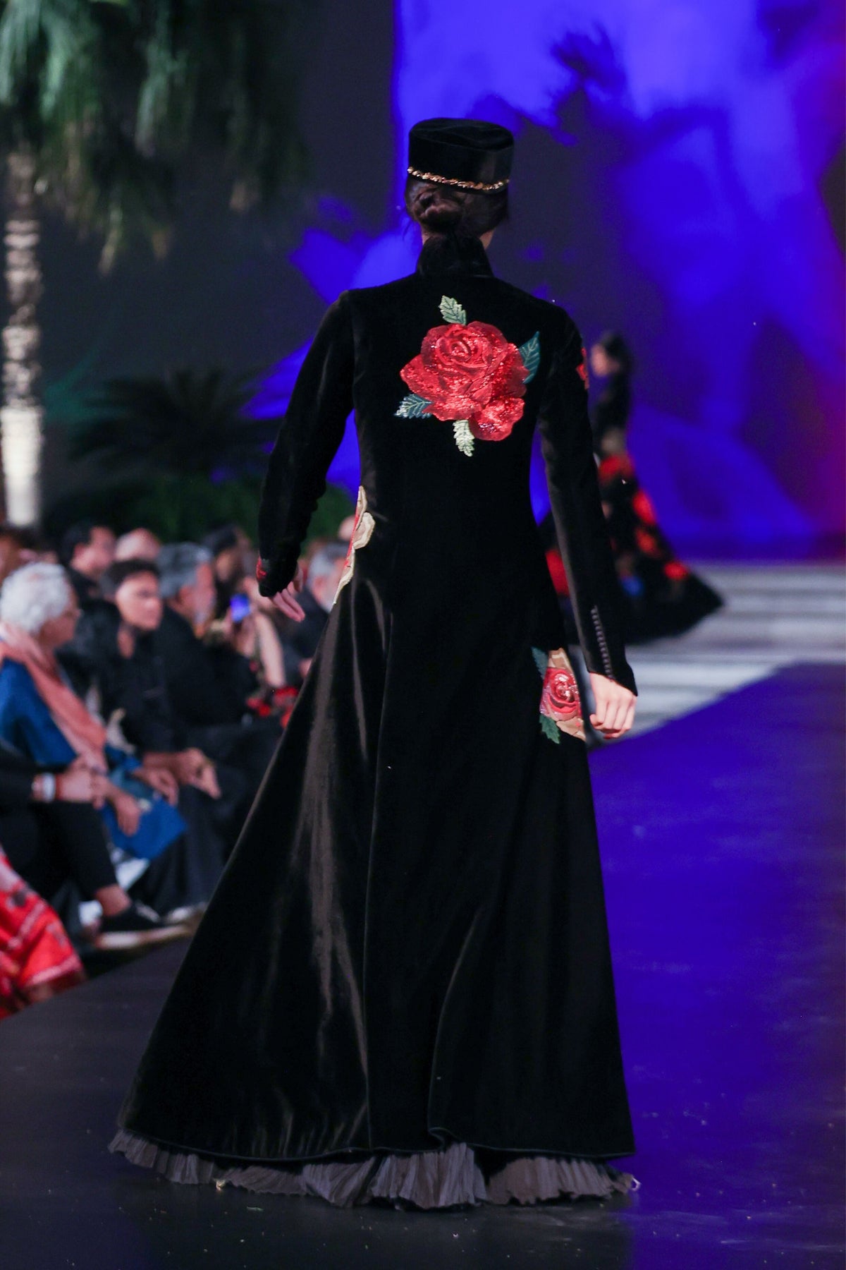 Embroidered Velvet Long Jacket