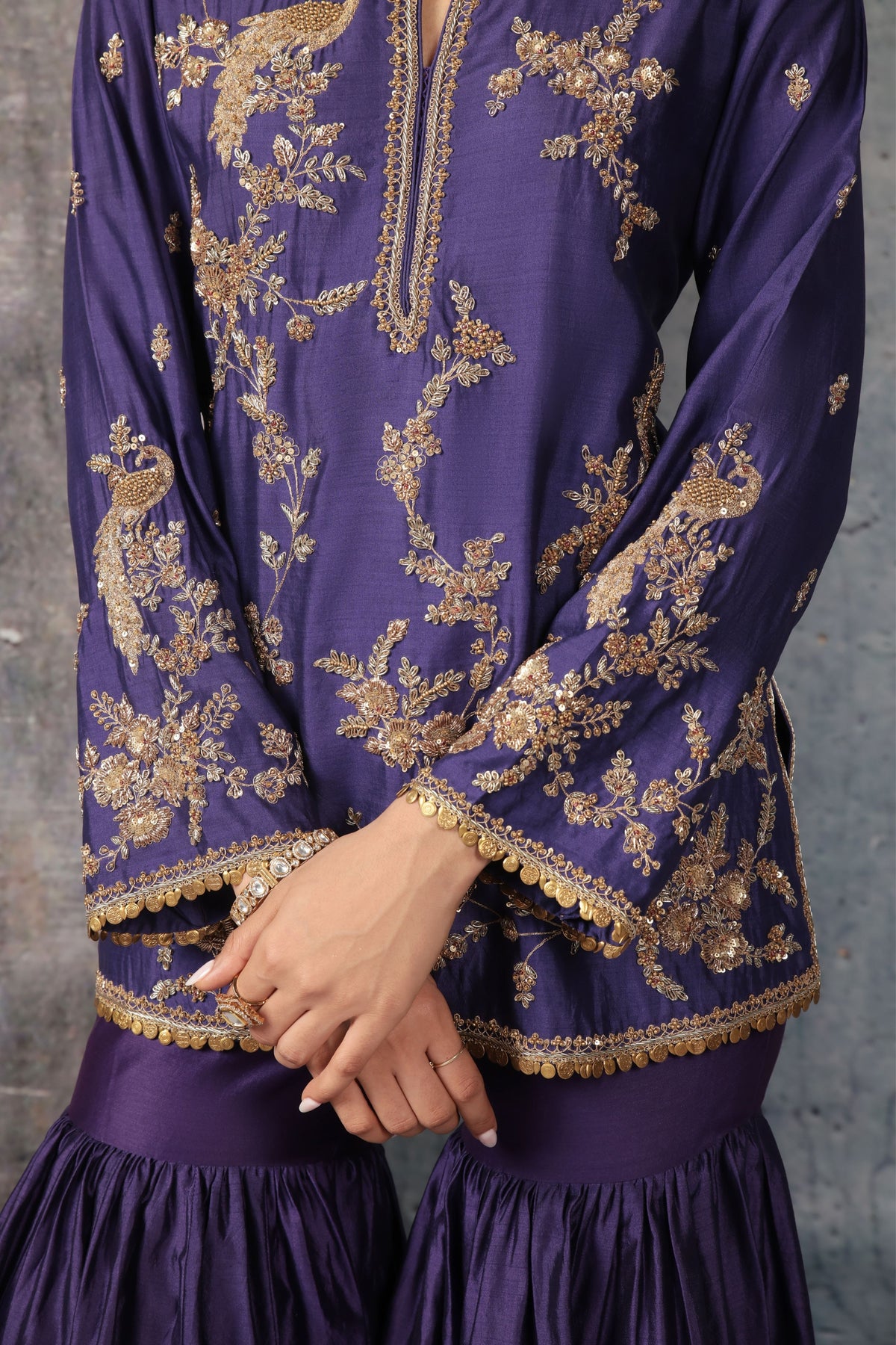 Purple Jaal Sharara Set