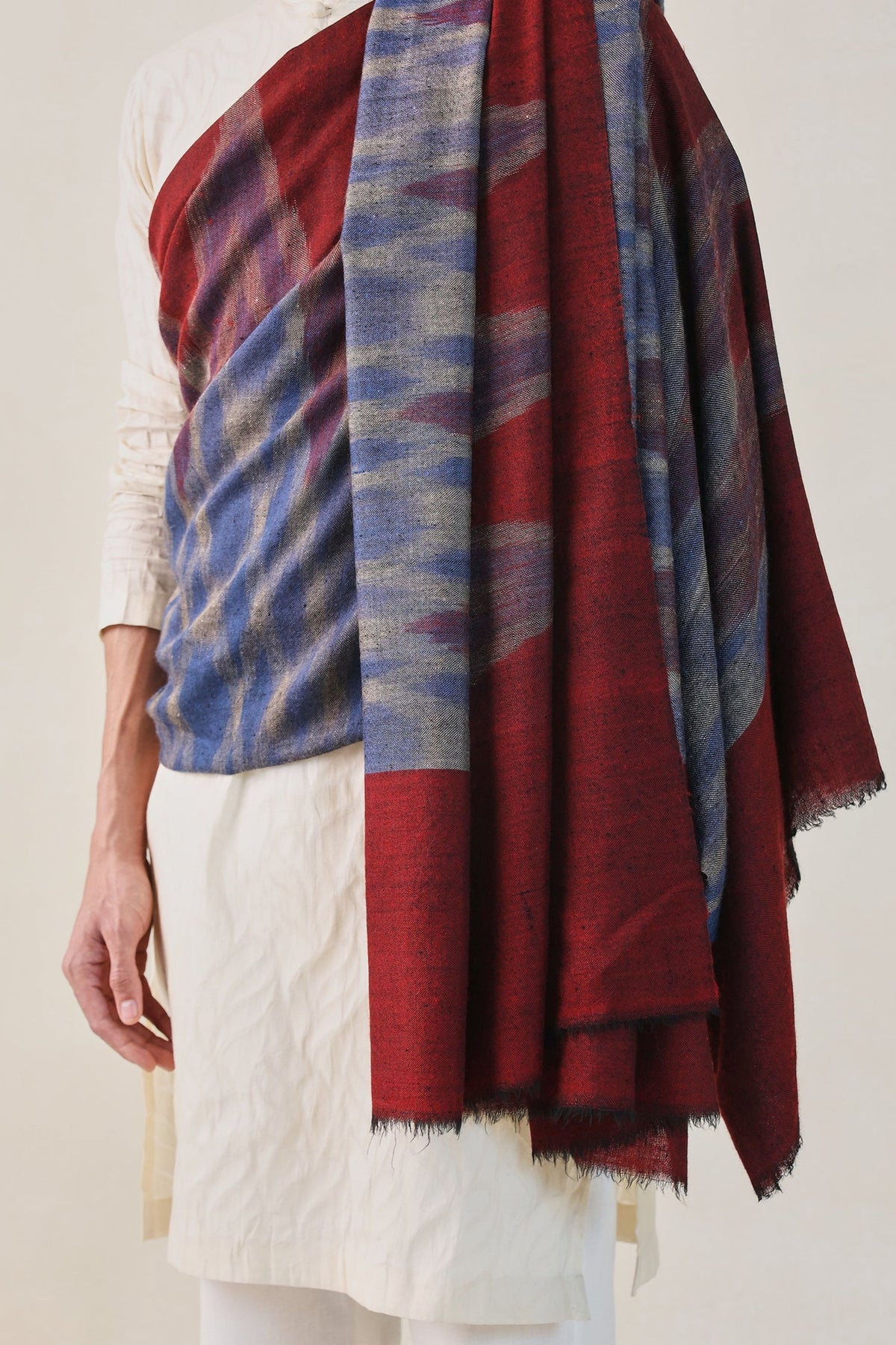 Dark Blue and Maroon Belgium Shawl