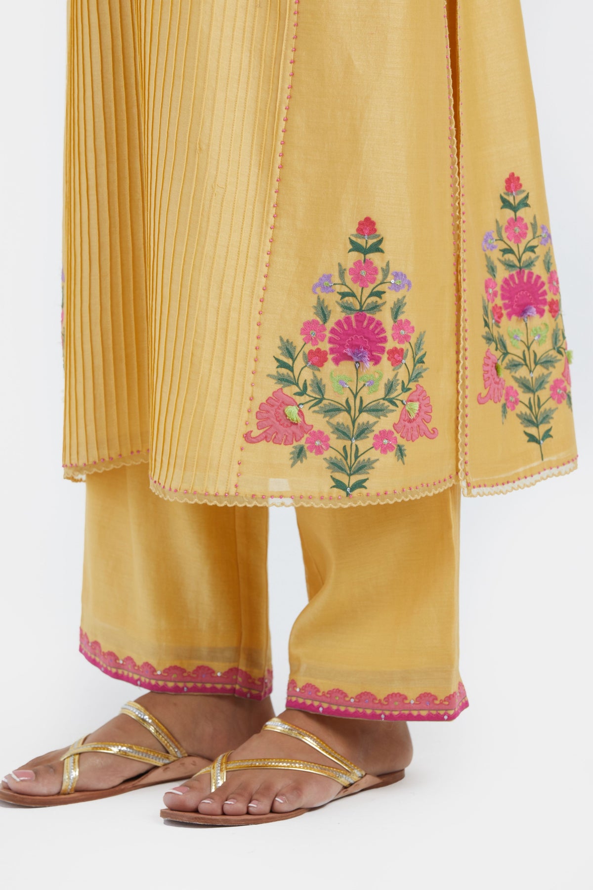 Yellow Pintucks Kurta Set