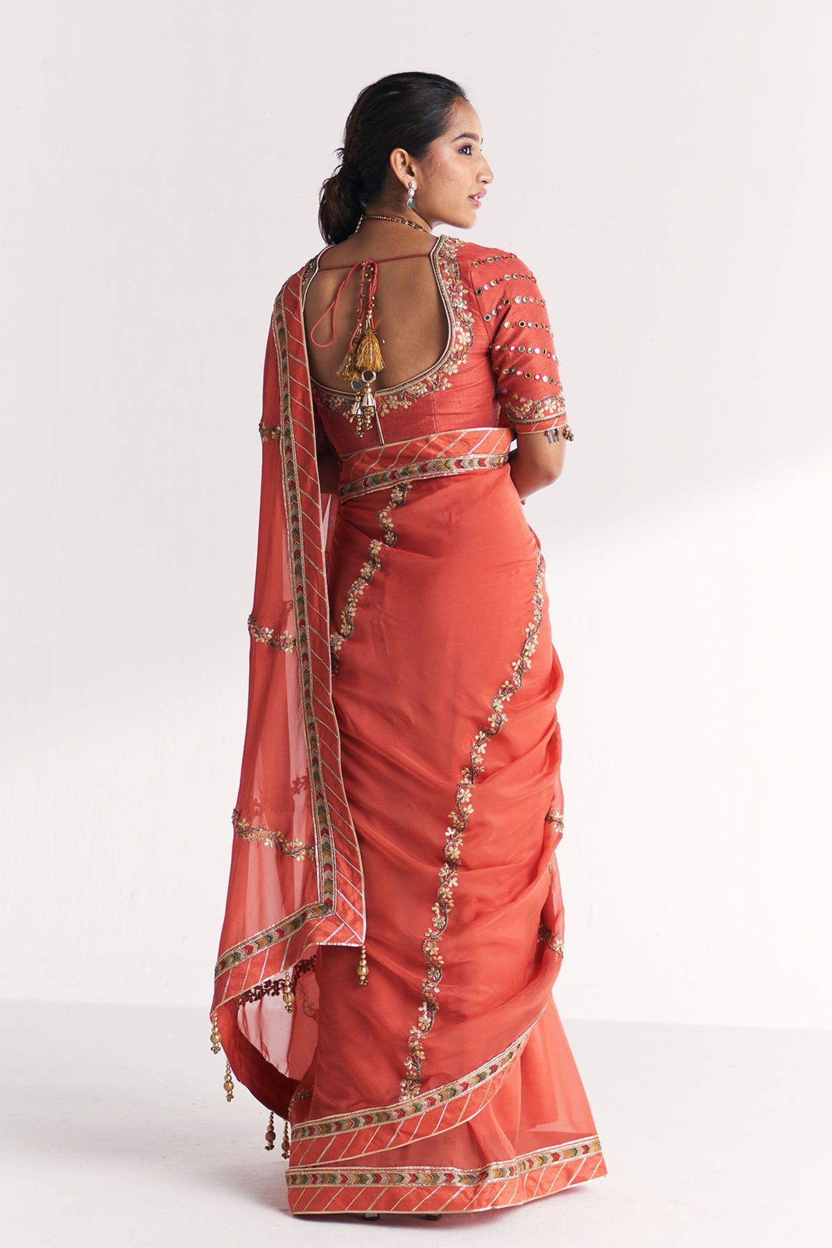 Rimjhim Tangerine Saree