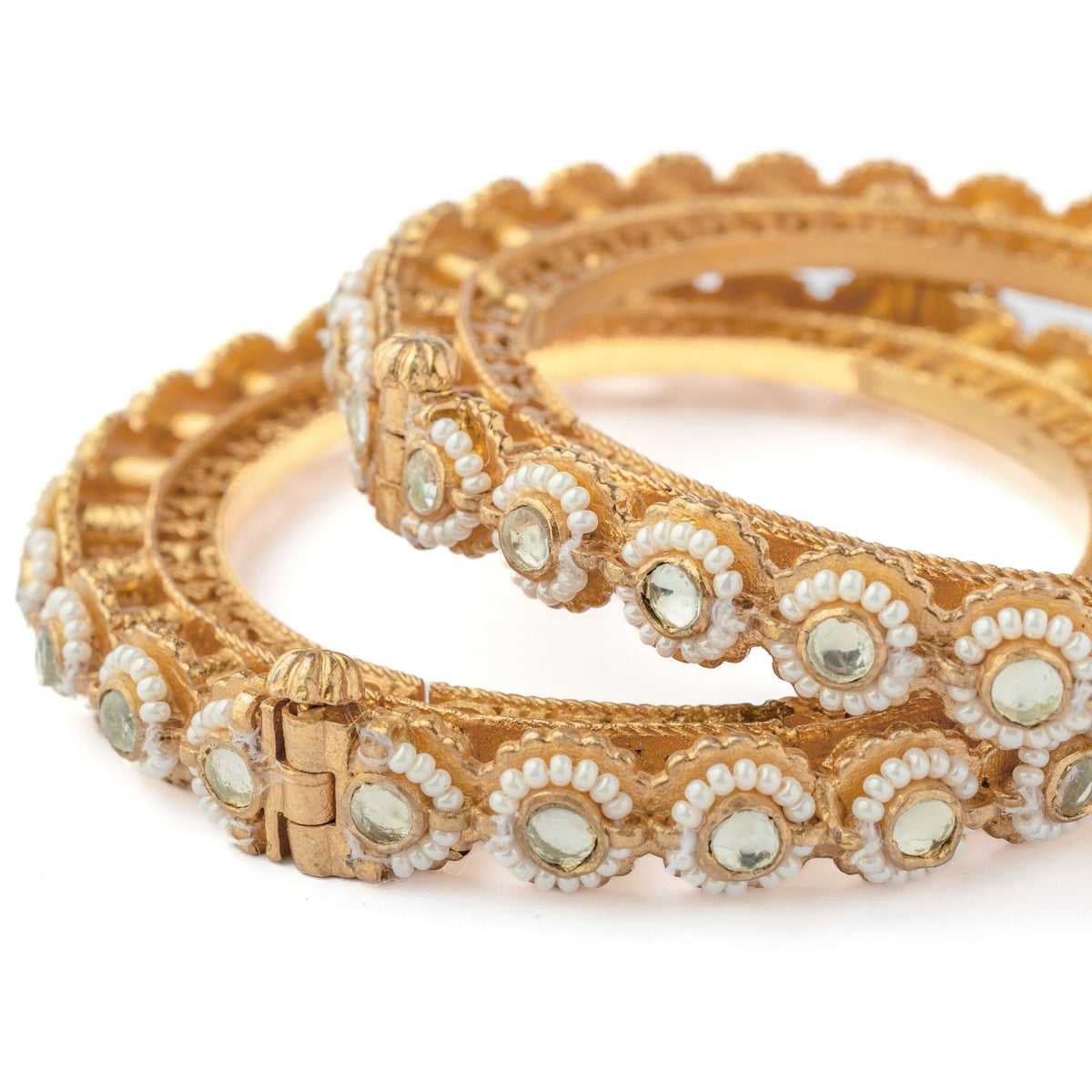 Gold Plated Womens Kundan Bangles