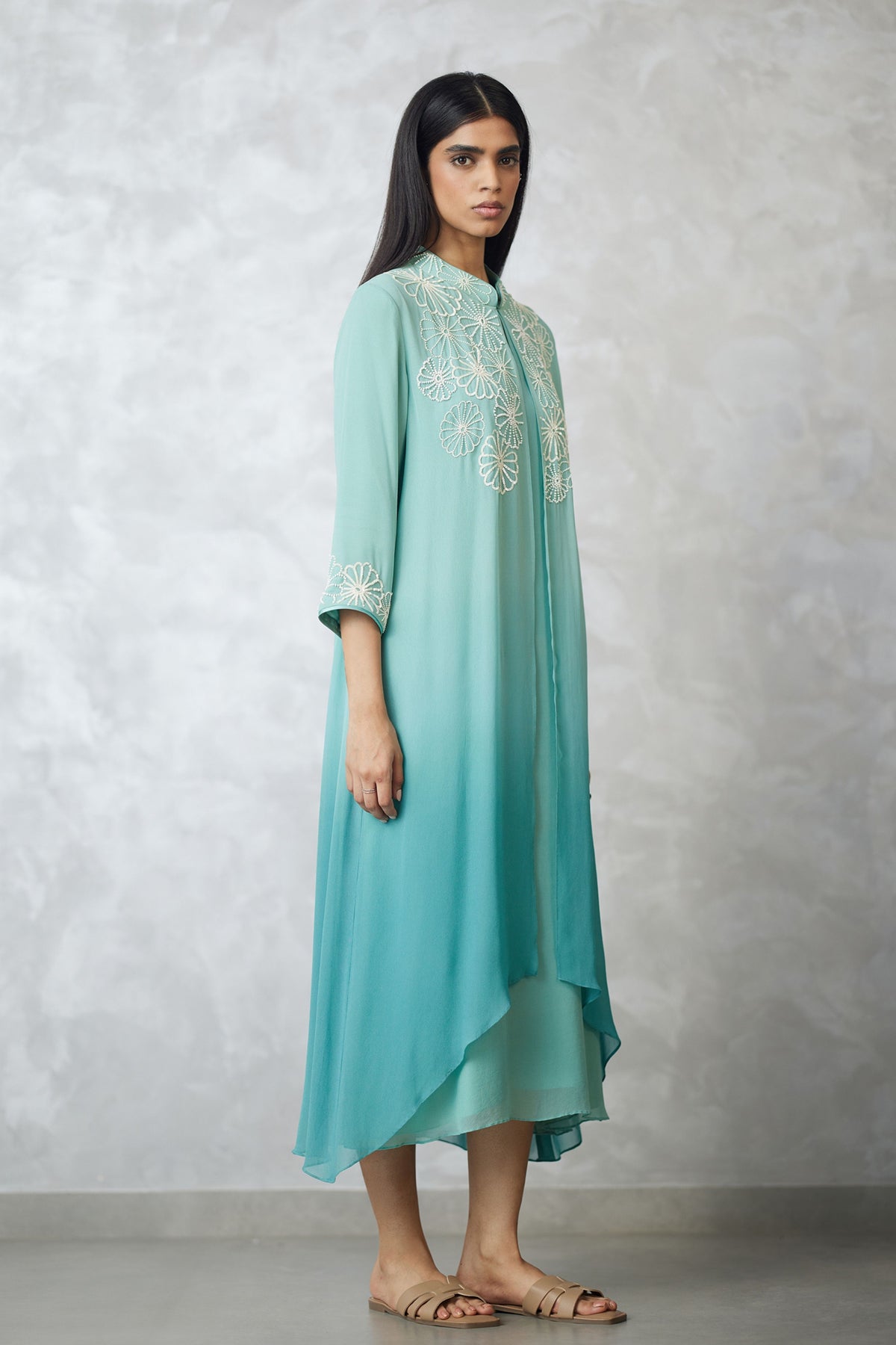 Seafoam Blocked Faux Jacket Dress
