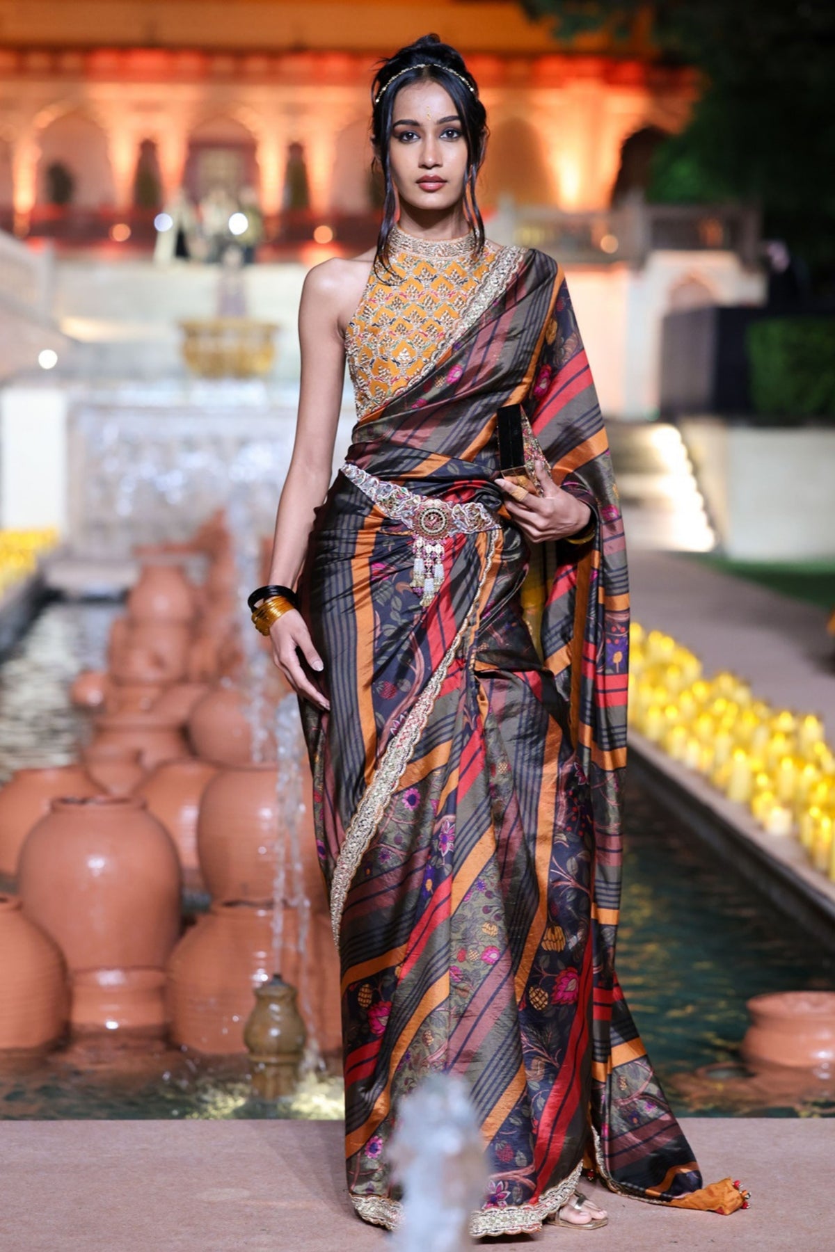 Amer Halter Blouse Saree Set