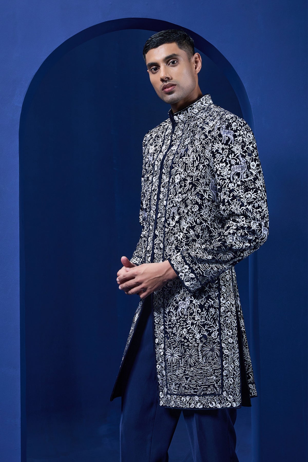 Navy Shine Jacket Set