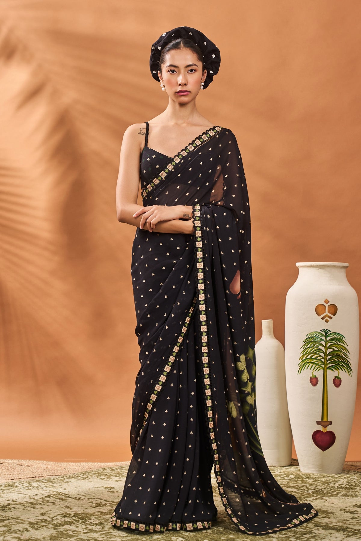 Black Striped All Fours Saree