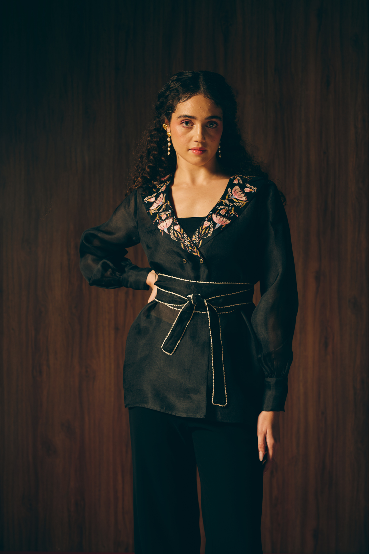 Midnight Bloom Blazer Set