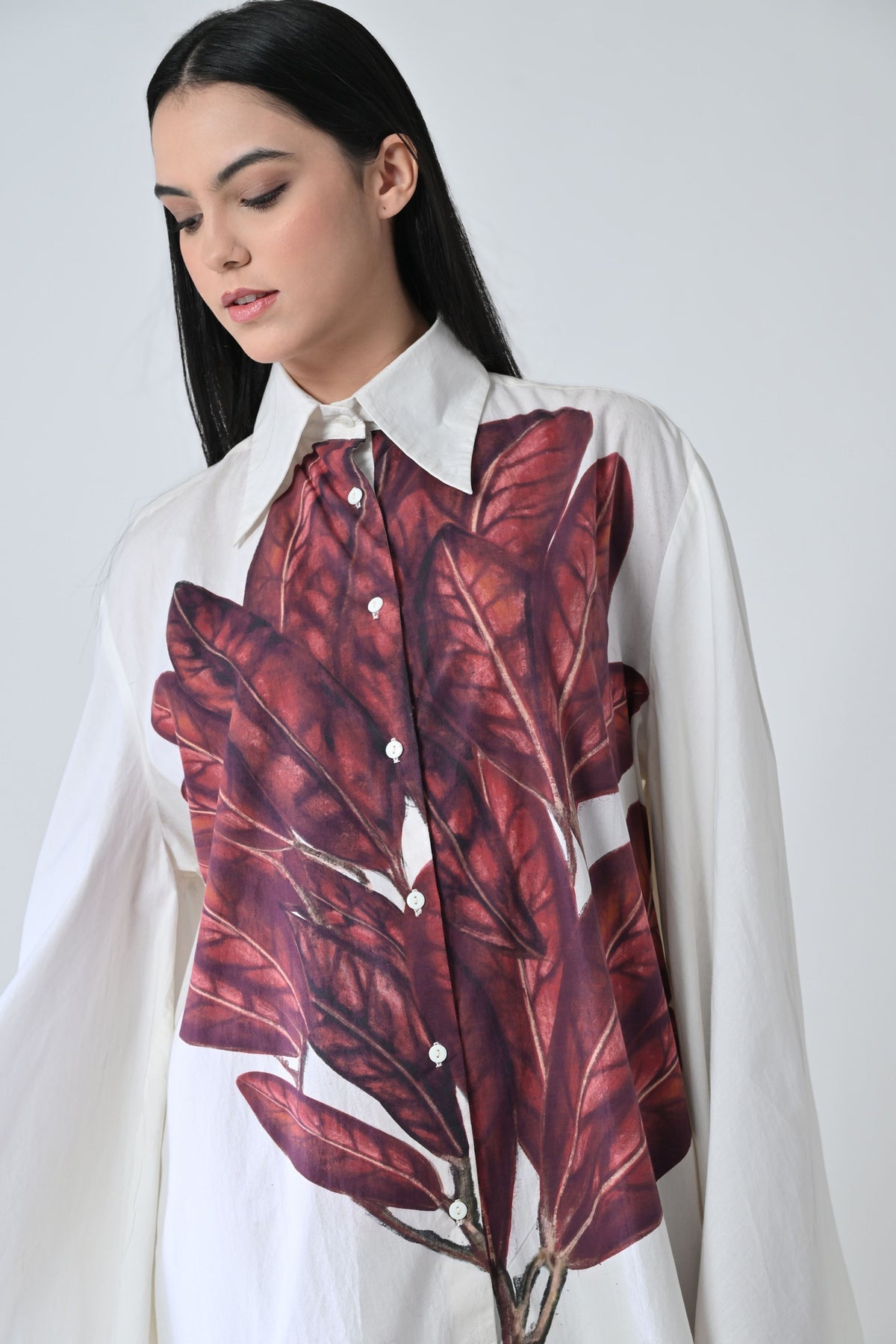 Crimson Leaf Printed Dress
