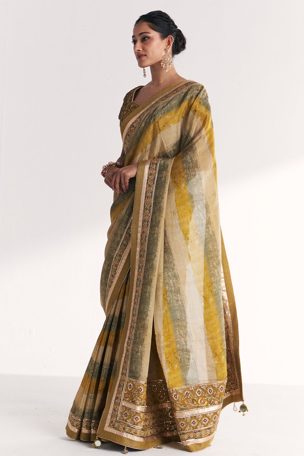 Kusum Lime Green Saree