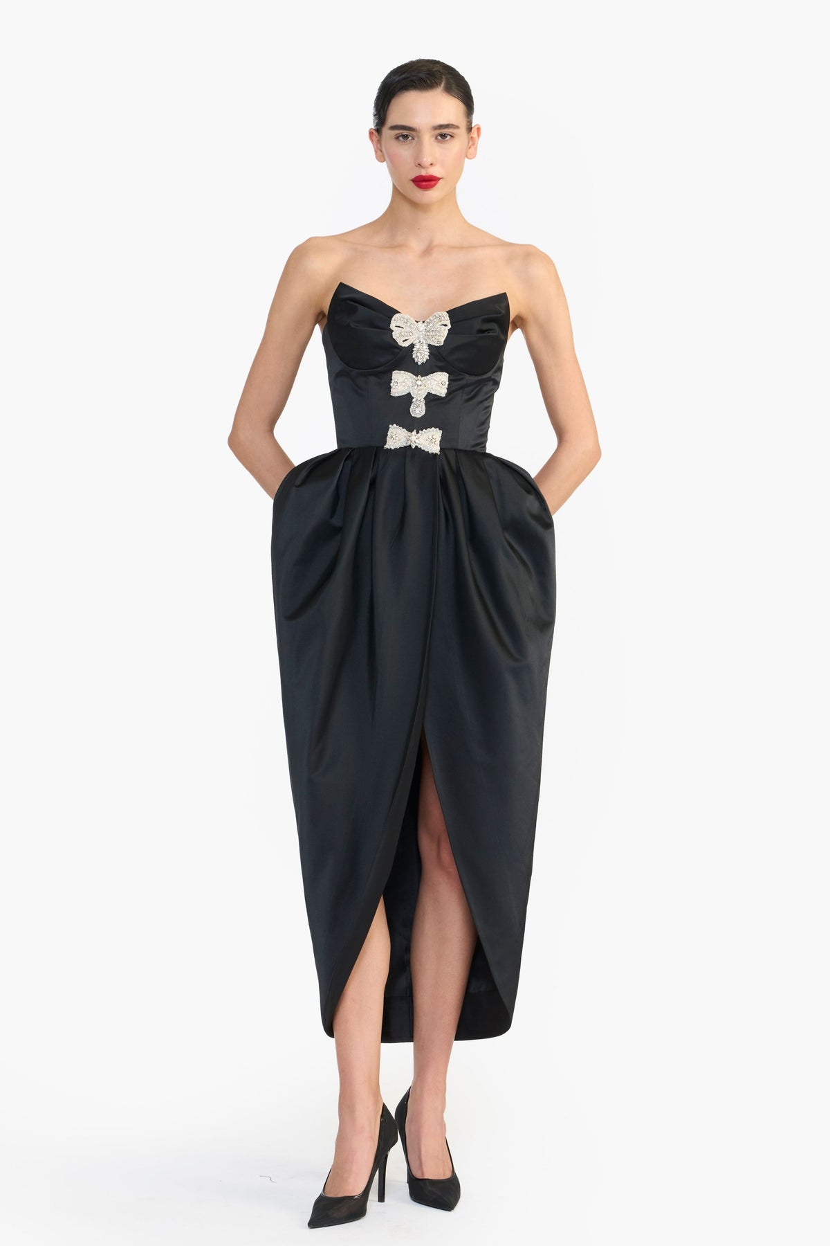 Black Sculpted Strapless Dress