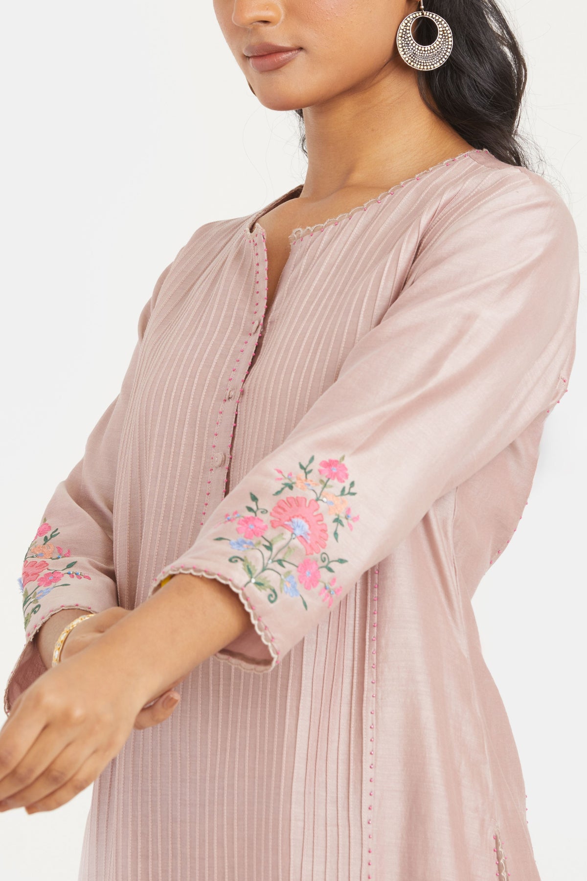 Lilac Pintucks Kurta Set