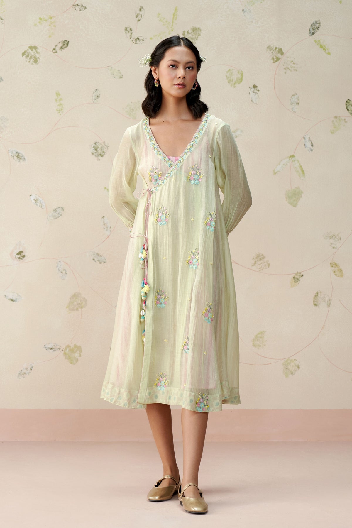 Amalie Sea Green Wrapover Dress